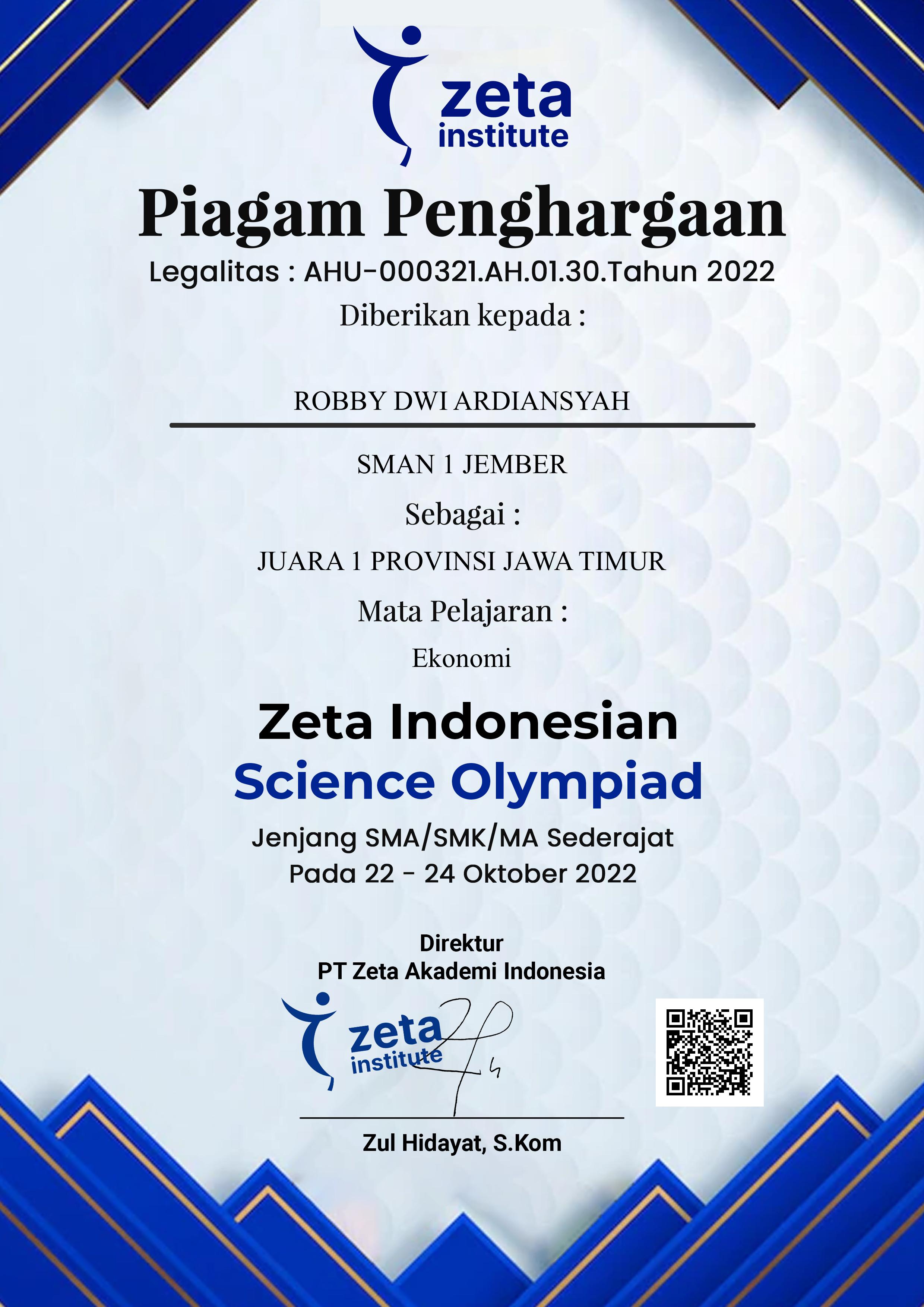 Zeta Indonesian Science Olympiad Mata Pelajaran Ekonomi