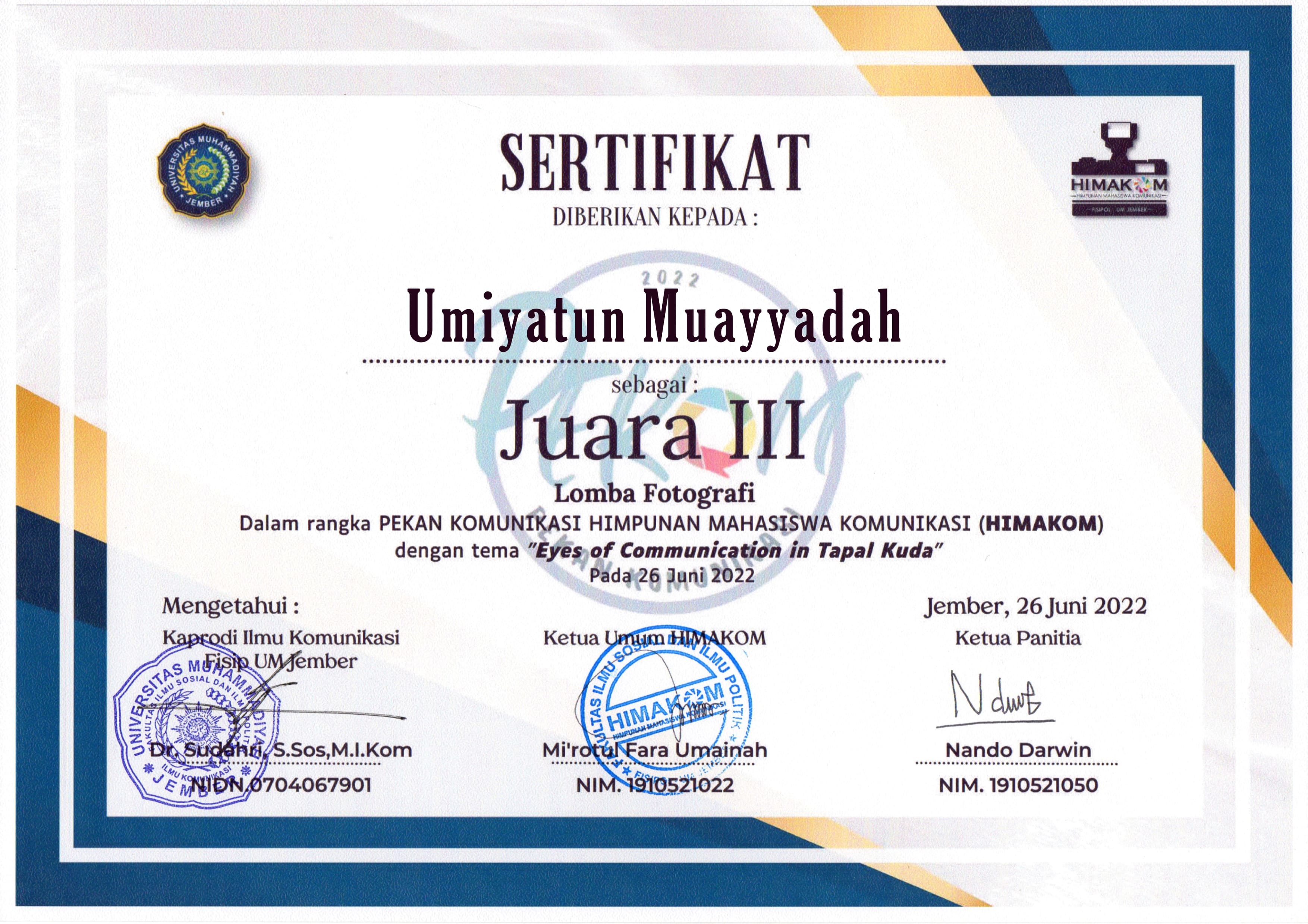 LOMBA FOTOGRAFI DALAM RANGKA PEKAN KOMUNIKASI HIMAKOM