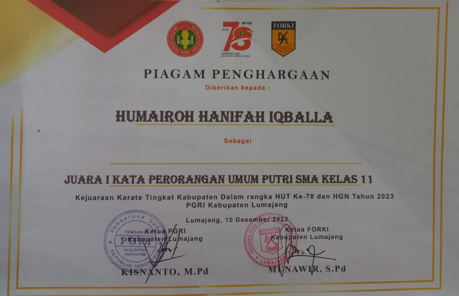 Karate Kata Perorangan Umum Putri SMA Kelas 11