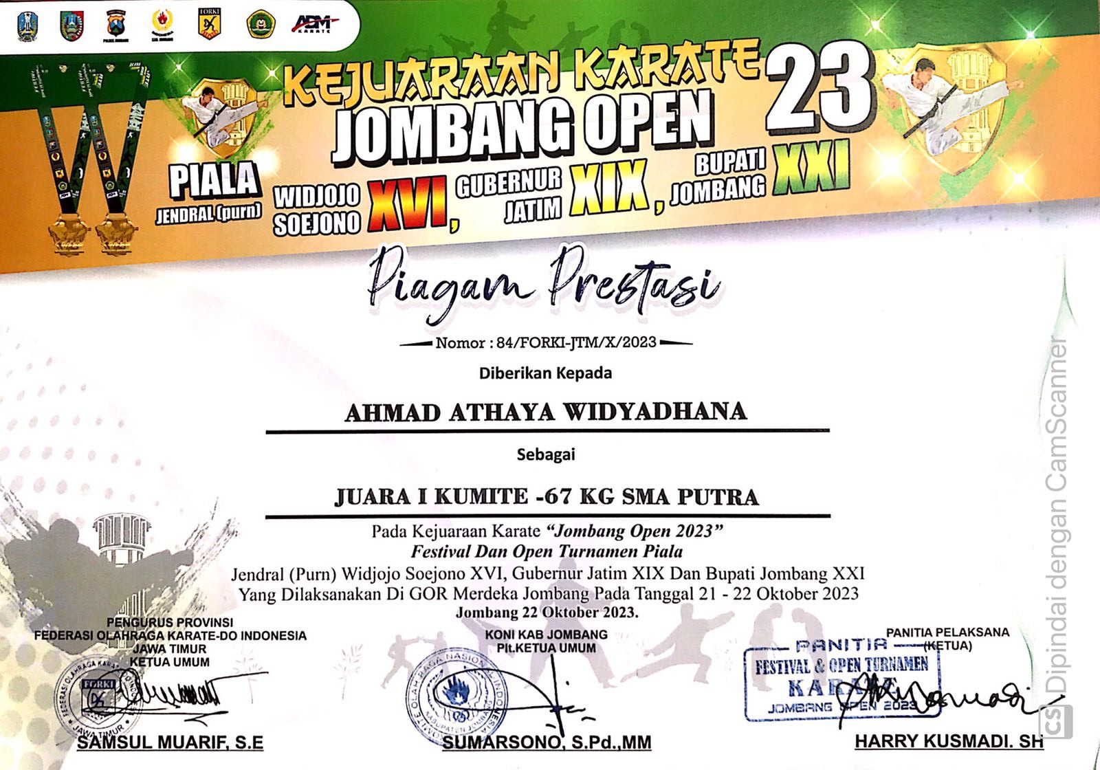 Kejuaraan Karate KUMITE -67 KG SMA PUTRA \