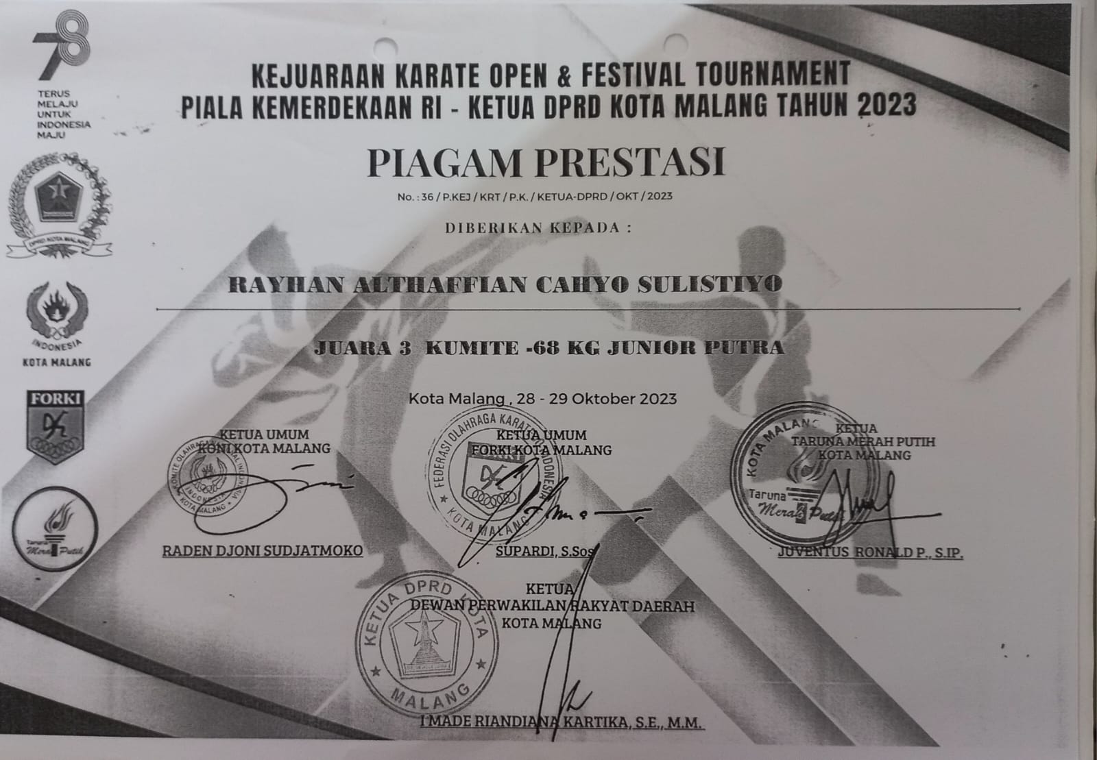 Kumite 68 Kg Junior Putra Kejuaraan Karate Tingkat Provinsi Tahun 2023