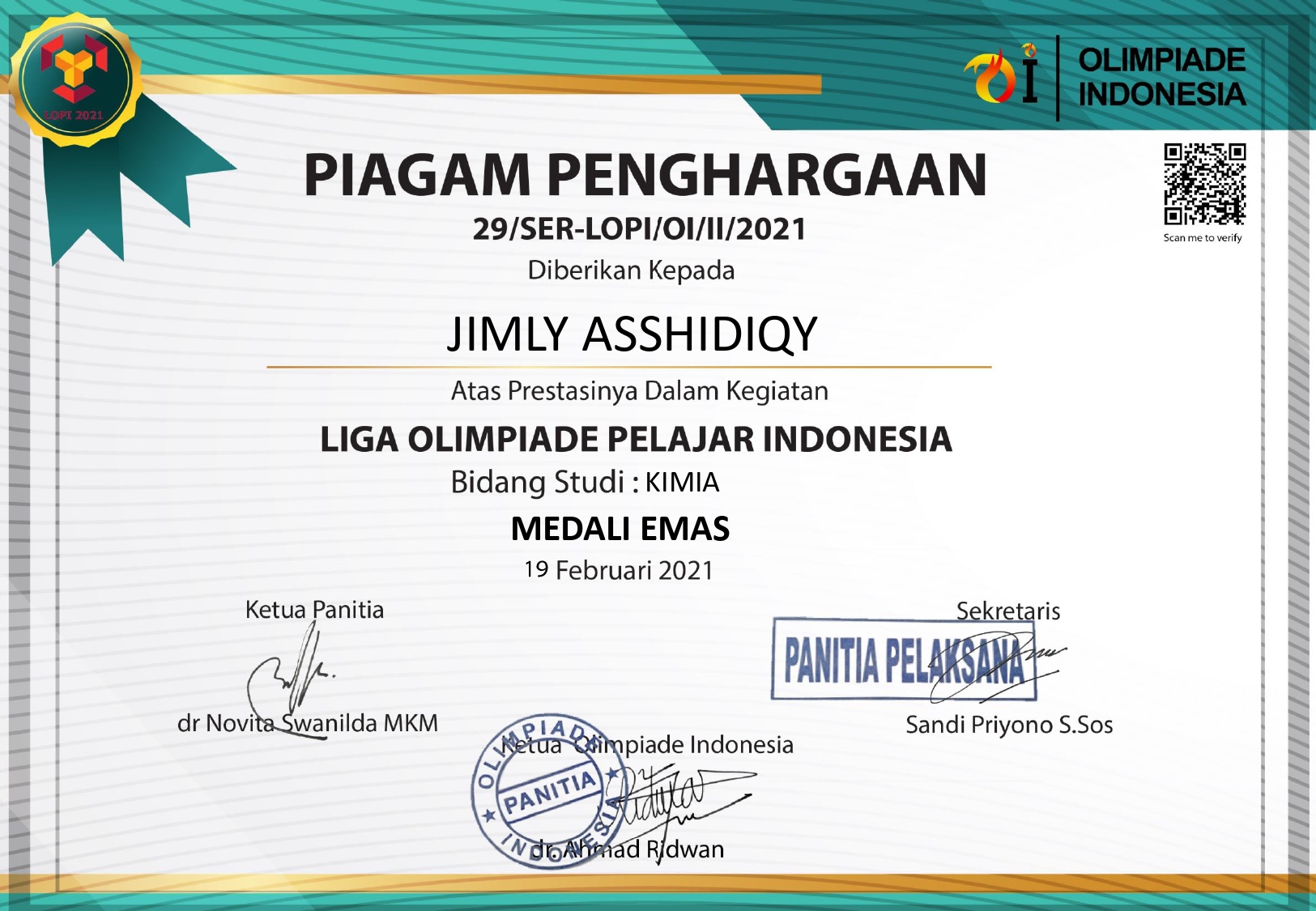JUARA 1 LIGA OLIMPIADE PELAJAR INDONESIA
