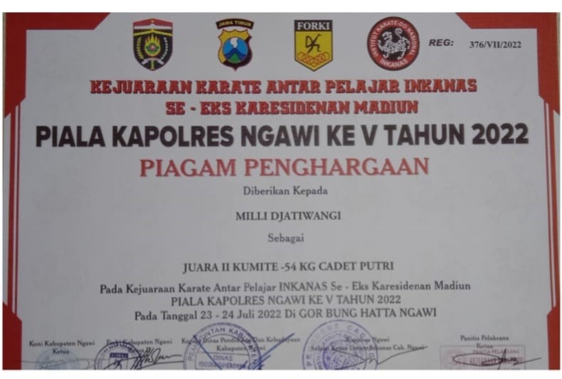 Piala Kapolres Ngawi - Kejuaraan Karate Antar Pelajar Inkanas 