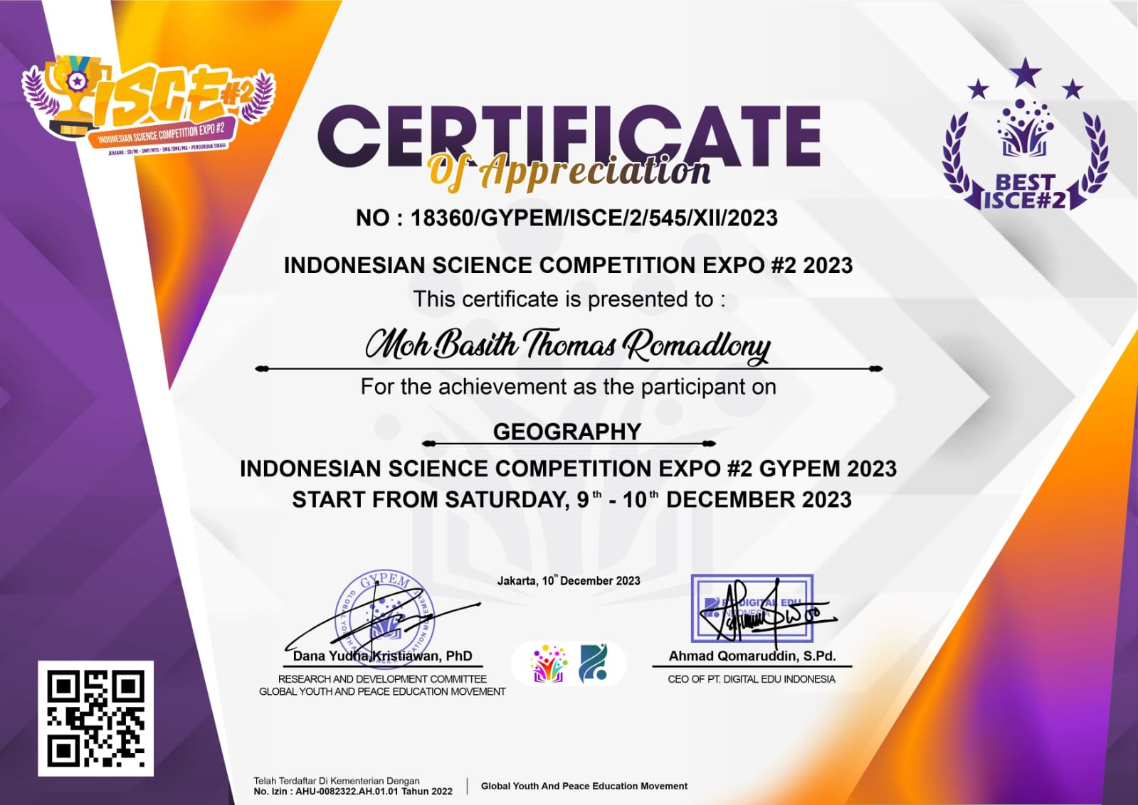 INDONESIAN SCIENCE COMPETITION EXPO 2023