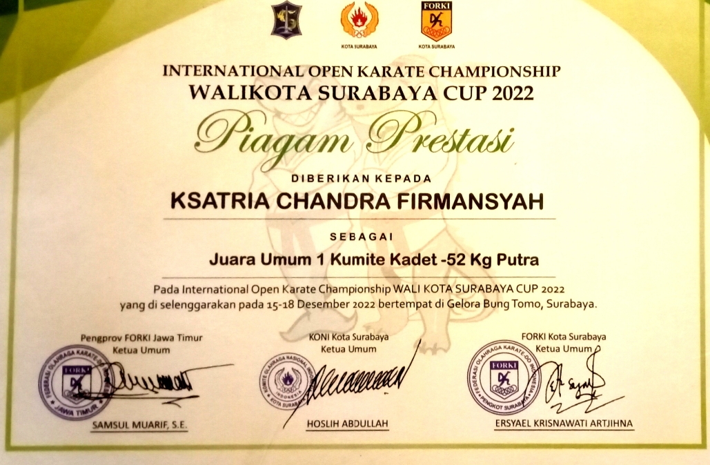 INTERNATIONAL OPEN KARATE CHAMPIONSHIP WALIKOTA SURABAYA CUP 2022