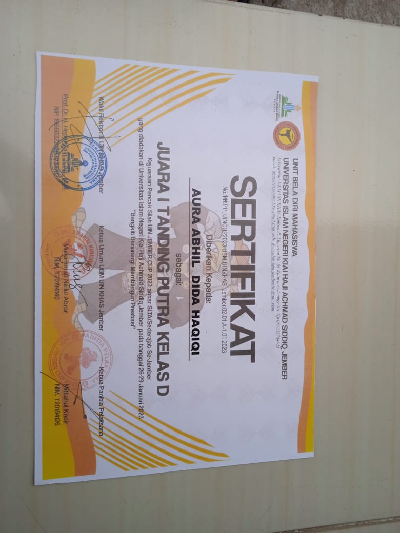 Kejuaraan Pencak SIlat UIN JEMBER CUP 2023 antar SLTA/Sederajat Se-Kab. Jember pada tanggal 26 - 29 Januari 2023