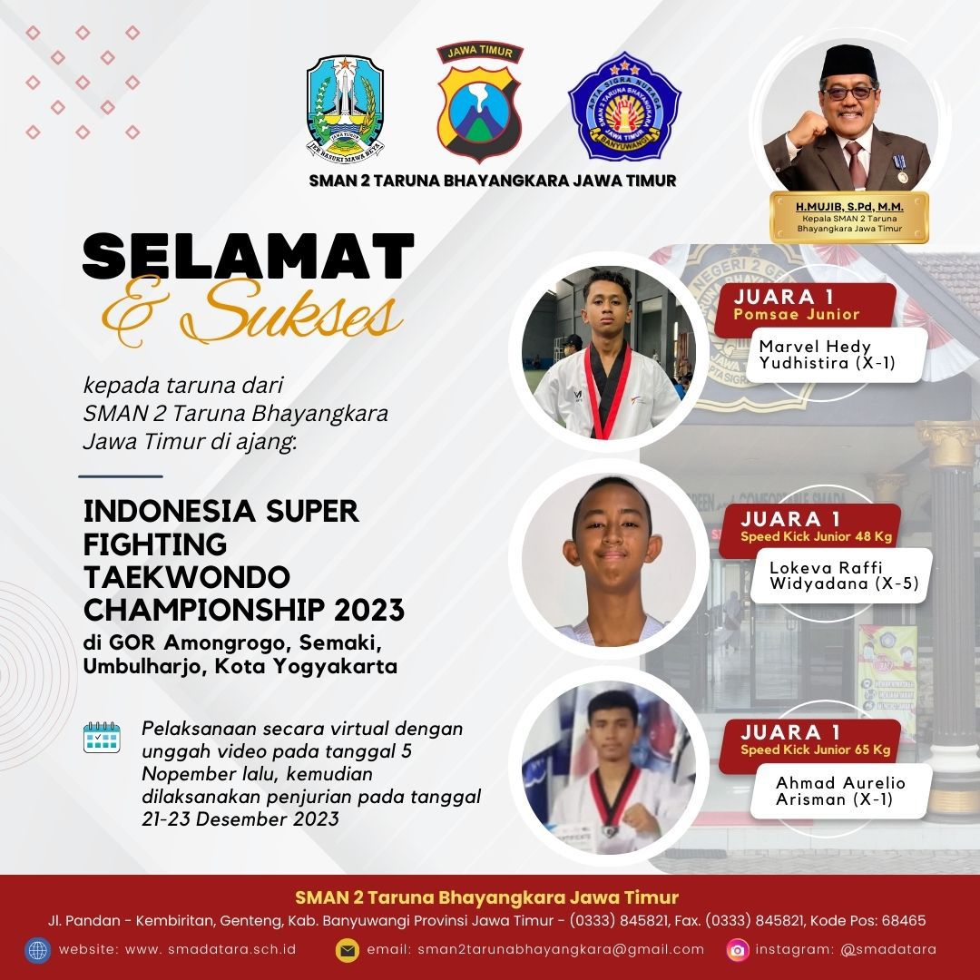 Indonesian super Fighting Taekwondo Championship 2023 Jura 1 Pomsae Junior, Jura 1 Speed Kick Junior 48 kg, Juara 1 Speed Kick Junior 65 kg