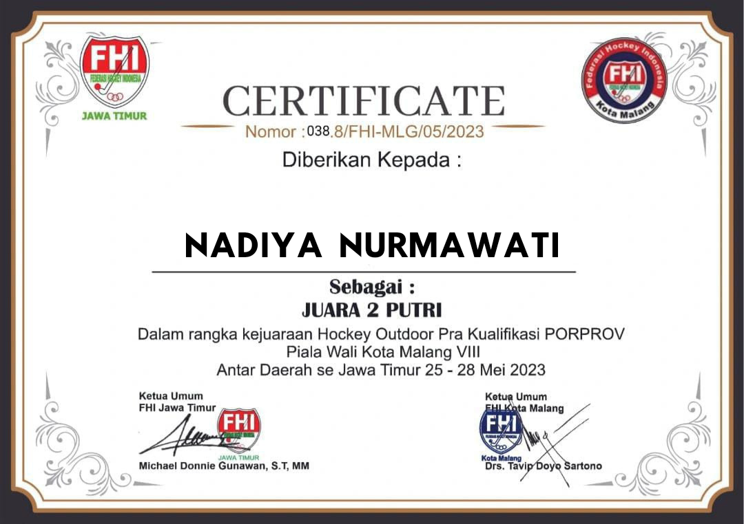 JUARA 2 HOCKEY OUTDOOR PUTRI