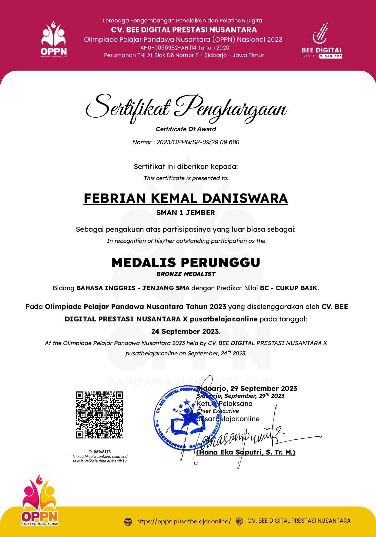 Olimpiade Pelajar Pandawa Nusantara Tahun 2023 