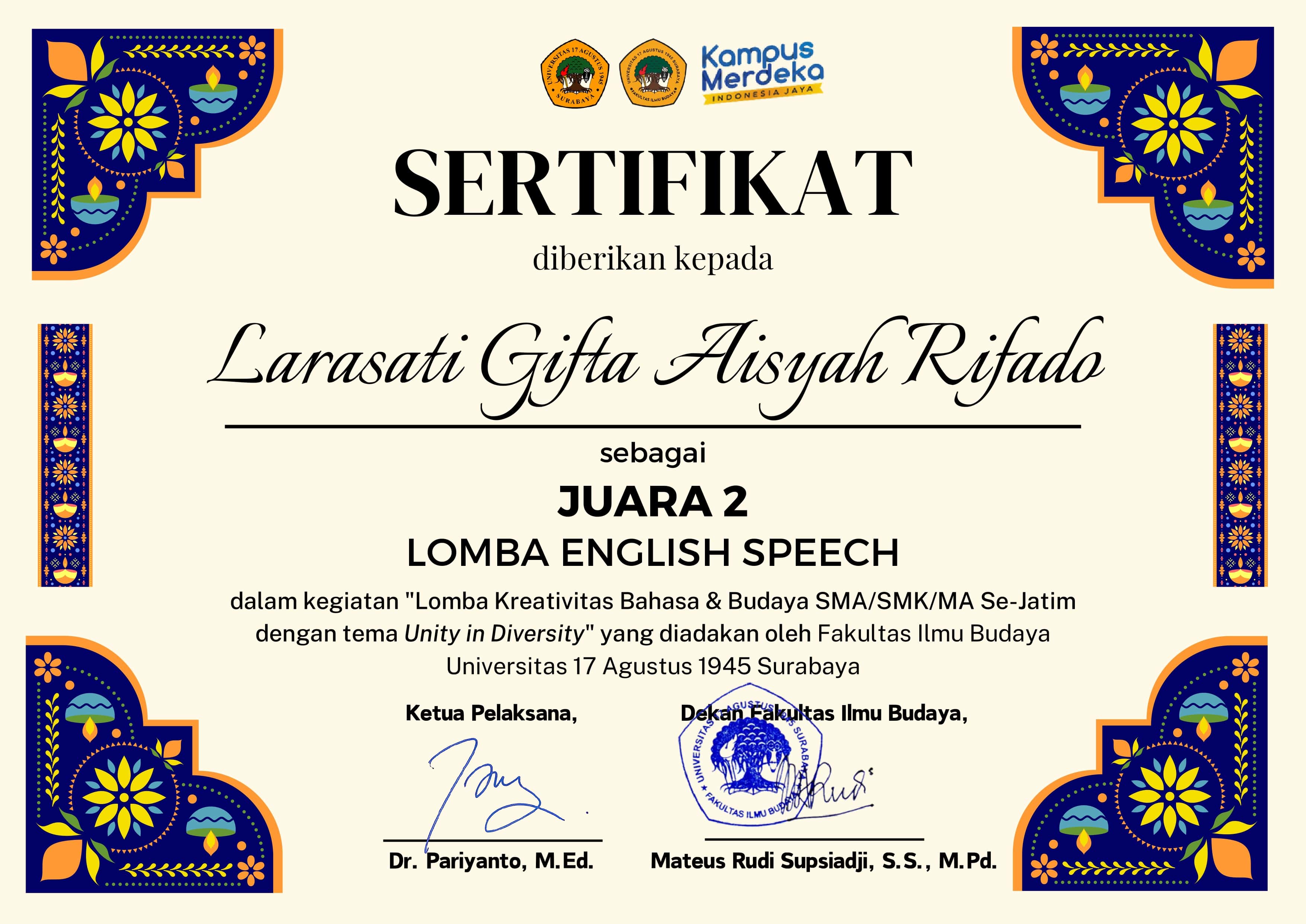 LOMBA ENGLISH SPEECH DALAM KEGIATAN \