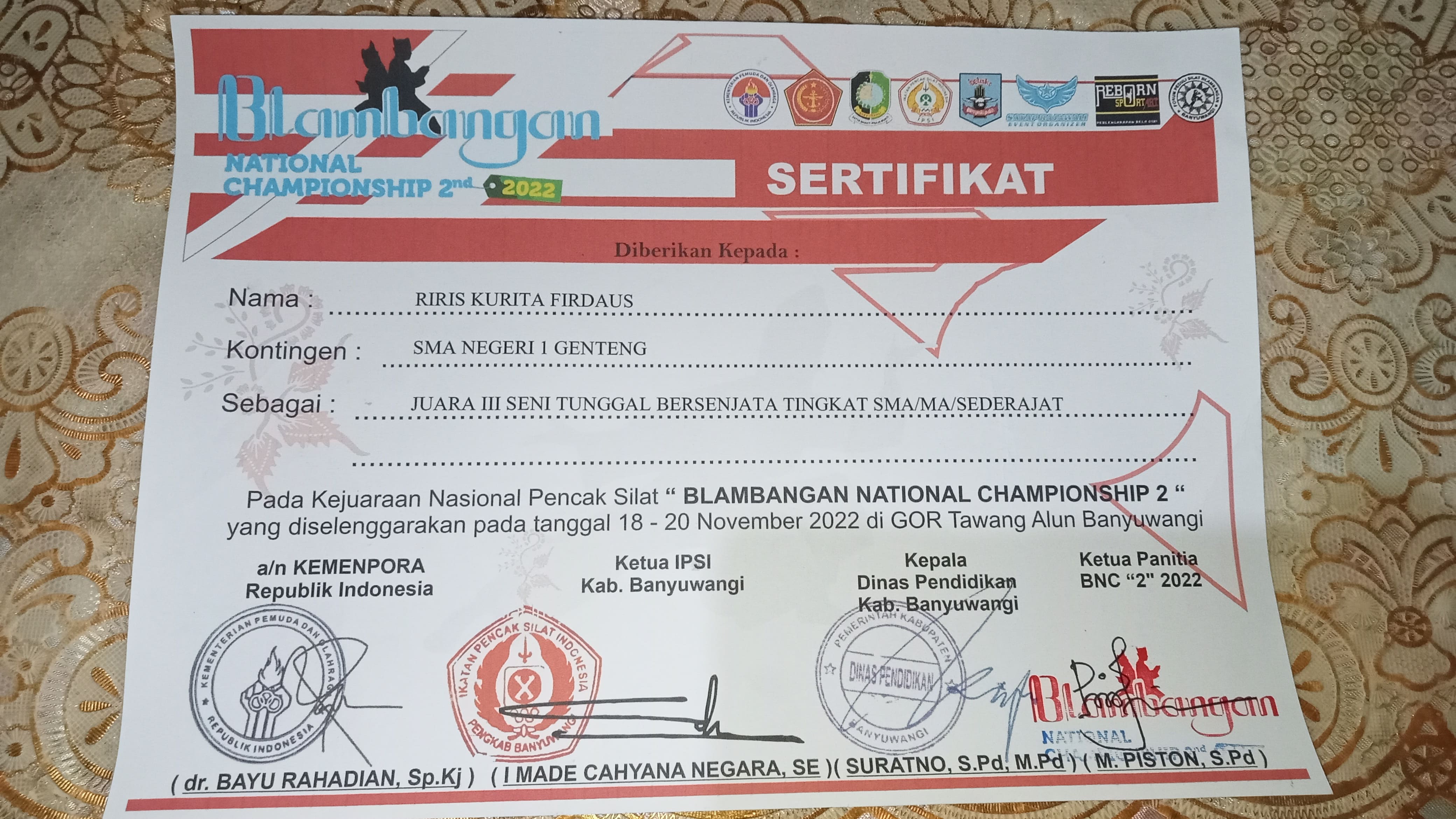 JUARA 3 NASIONAL PENCAK SILAT \