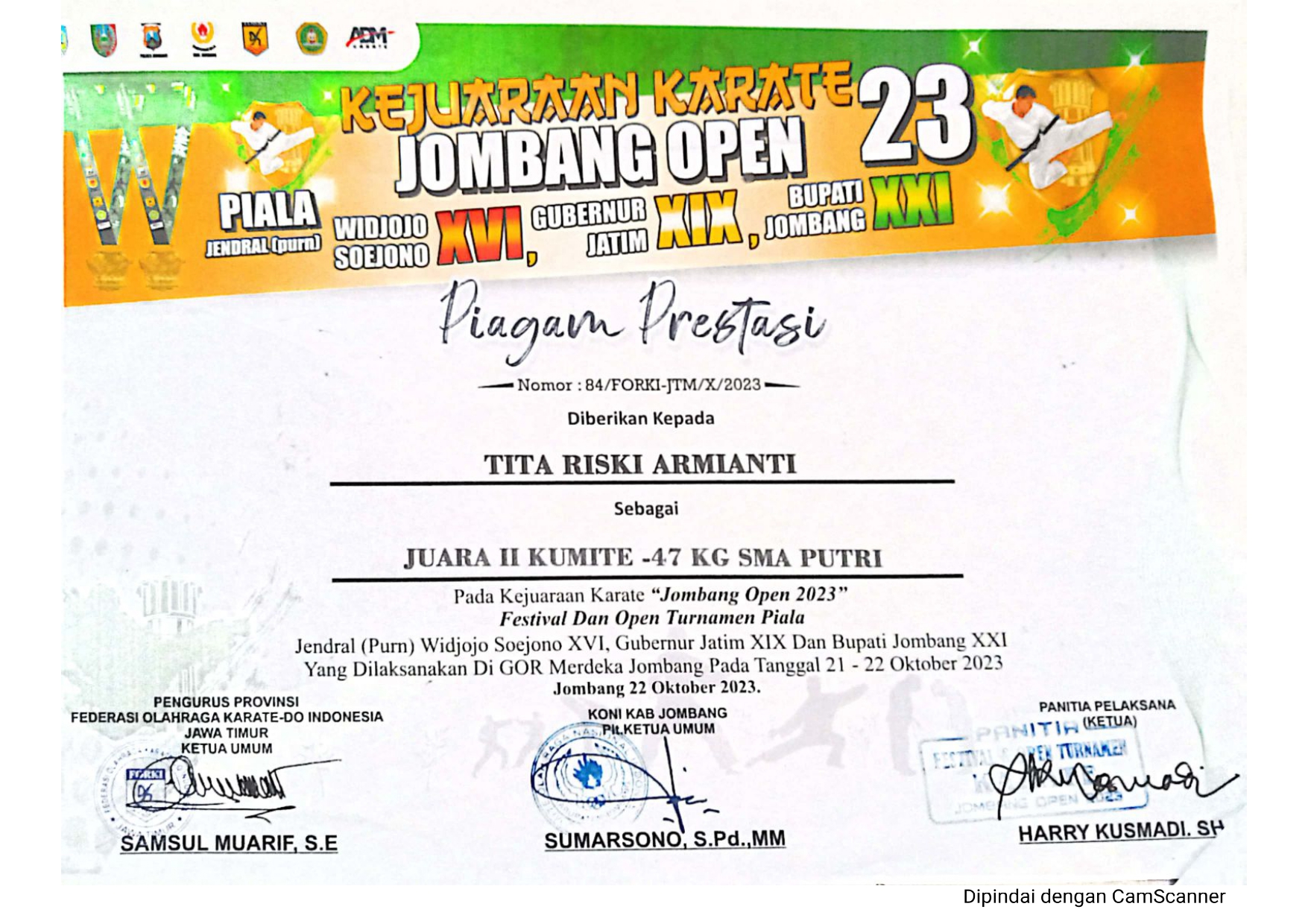 FESTIVAL & OPEN TURNAMEN KARATE JOMBANG OPEN 2023 KUMITE 47 KG SMA PUTRI 