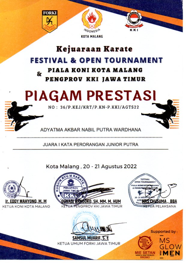 Festival dan Open Tournament Karate Piala Koni Kota Malang dan Pengprov KKI Jawa Timur 