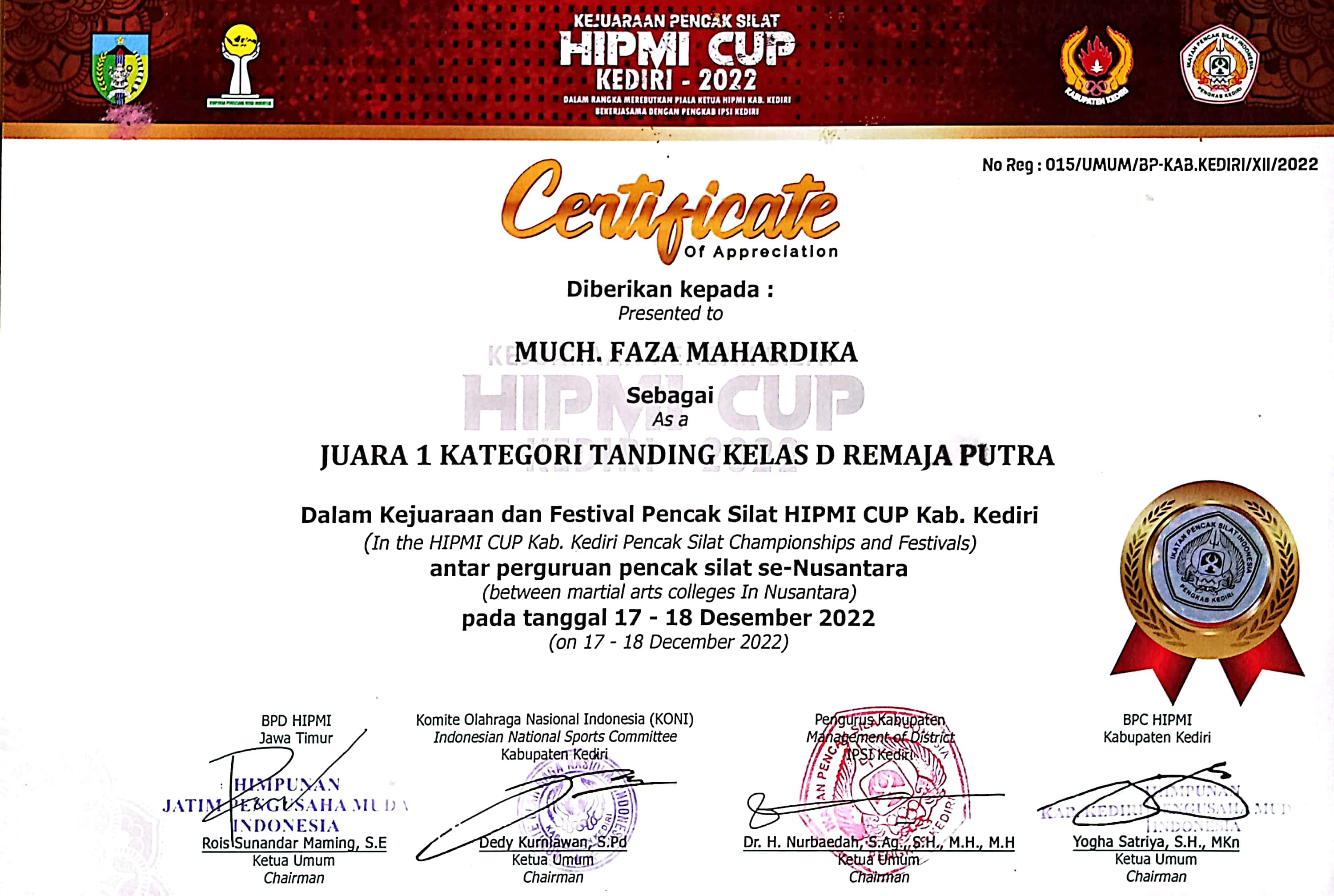 KEJUARAAN PENCAK SILAT HIPMI CUP KEDIRI 2022