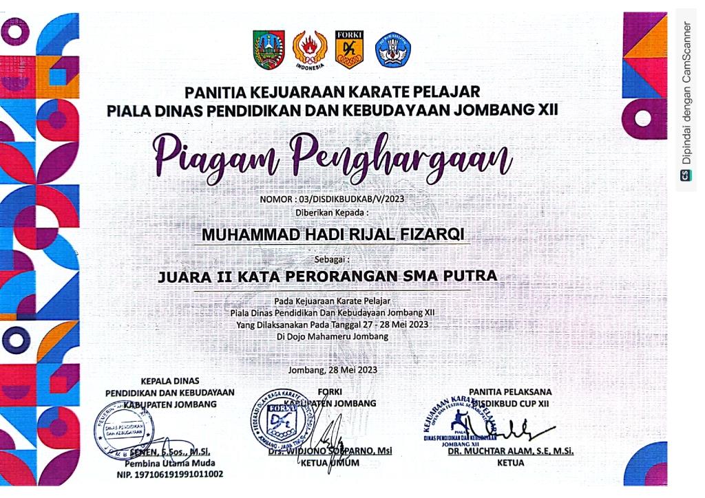 Kejuaraan Karate Pelajar Piala Dinas pendidikan dan Kebudayaan Jombang XII -  Kata Perorangan SMA Putra