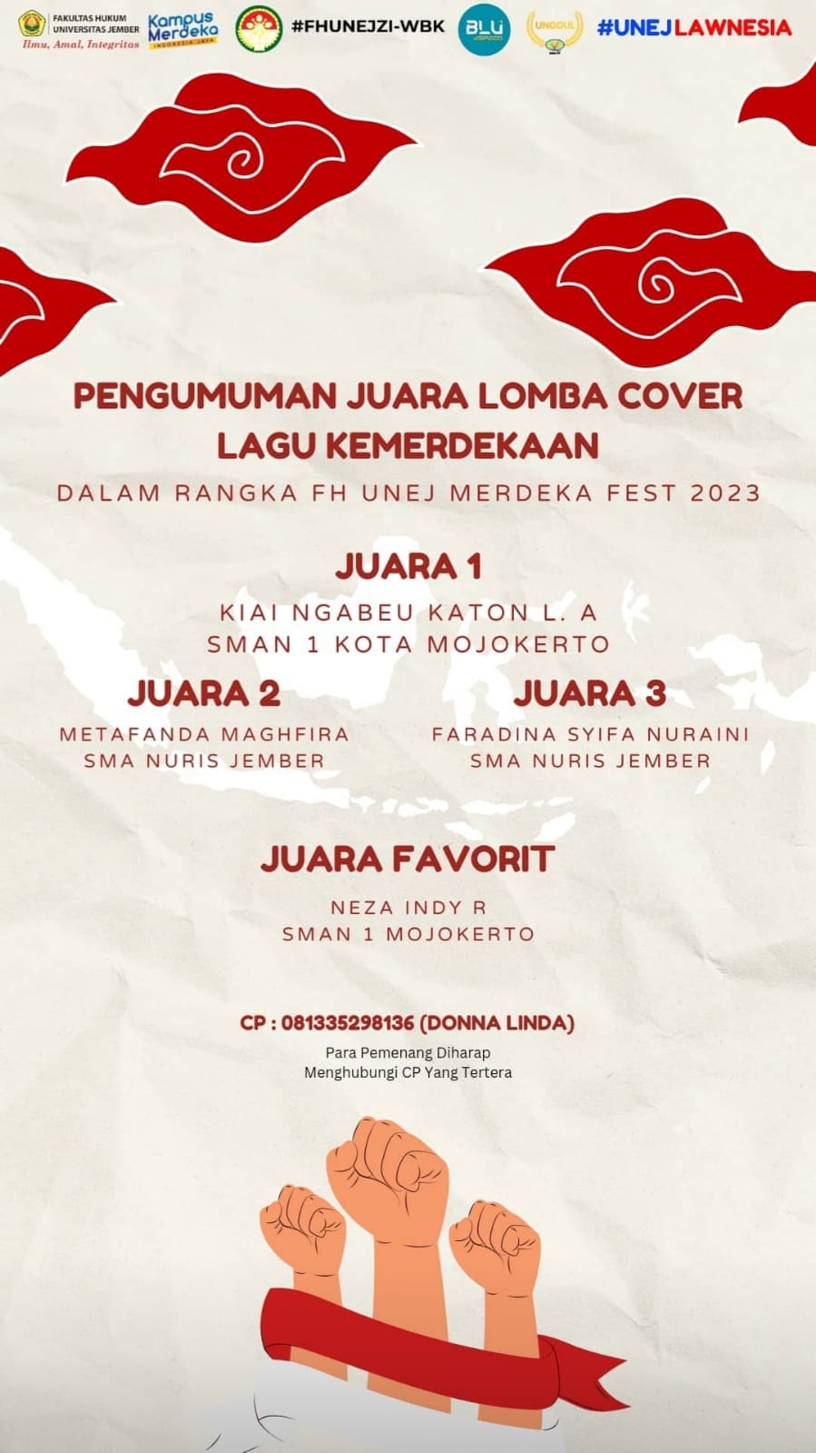 Lomba Cover Lagu Kebangsaan Fakultas Hukum dalam kegiatan FH UNEJ Merdeka Fest