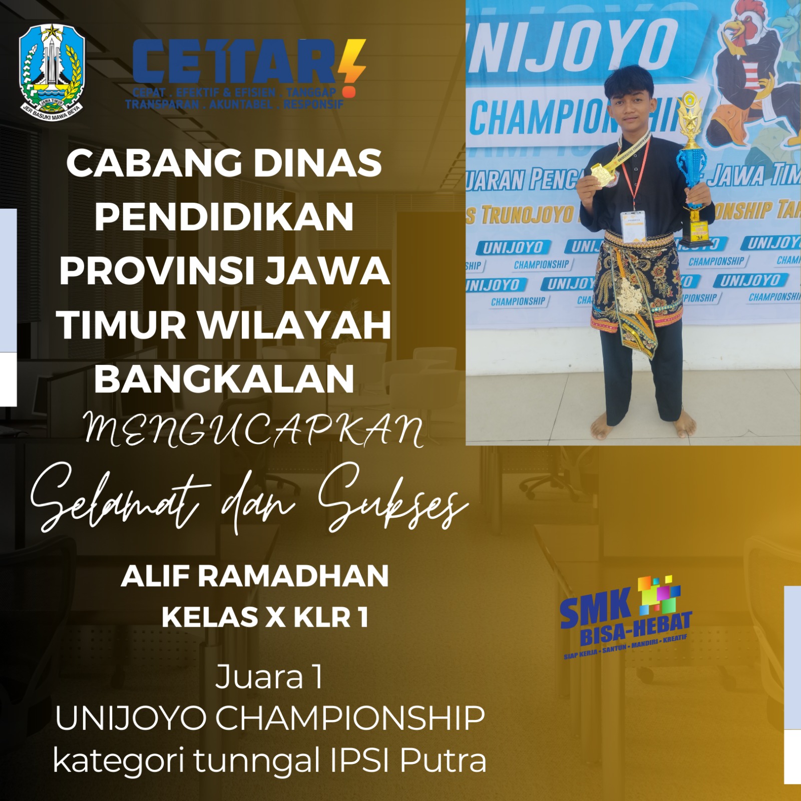 JUARA 1 UNIJOYO CHAMPIONSHIP CABOR SILAT KATEGORI TUNGGAL IPSI PUTRA