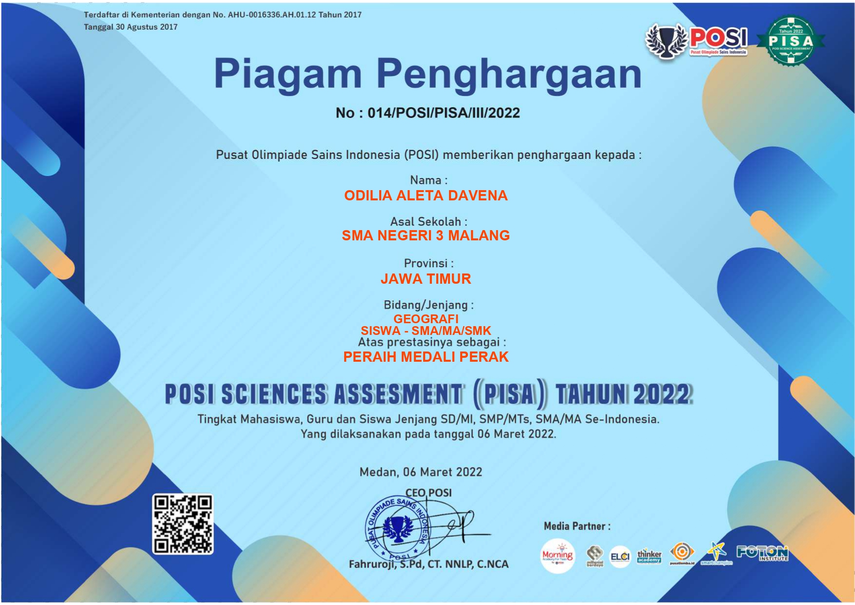 Posi Sciences Assesment (PISA) Tahun 2022	