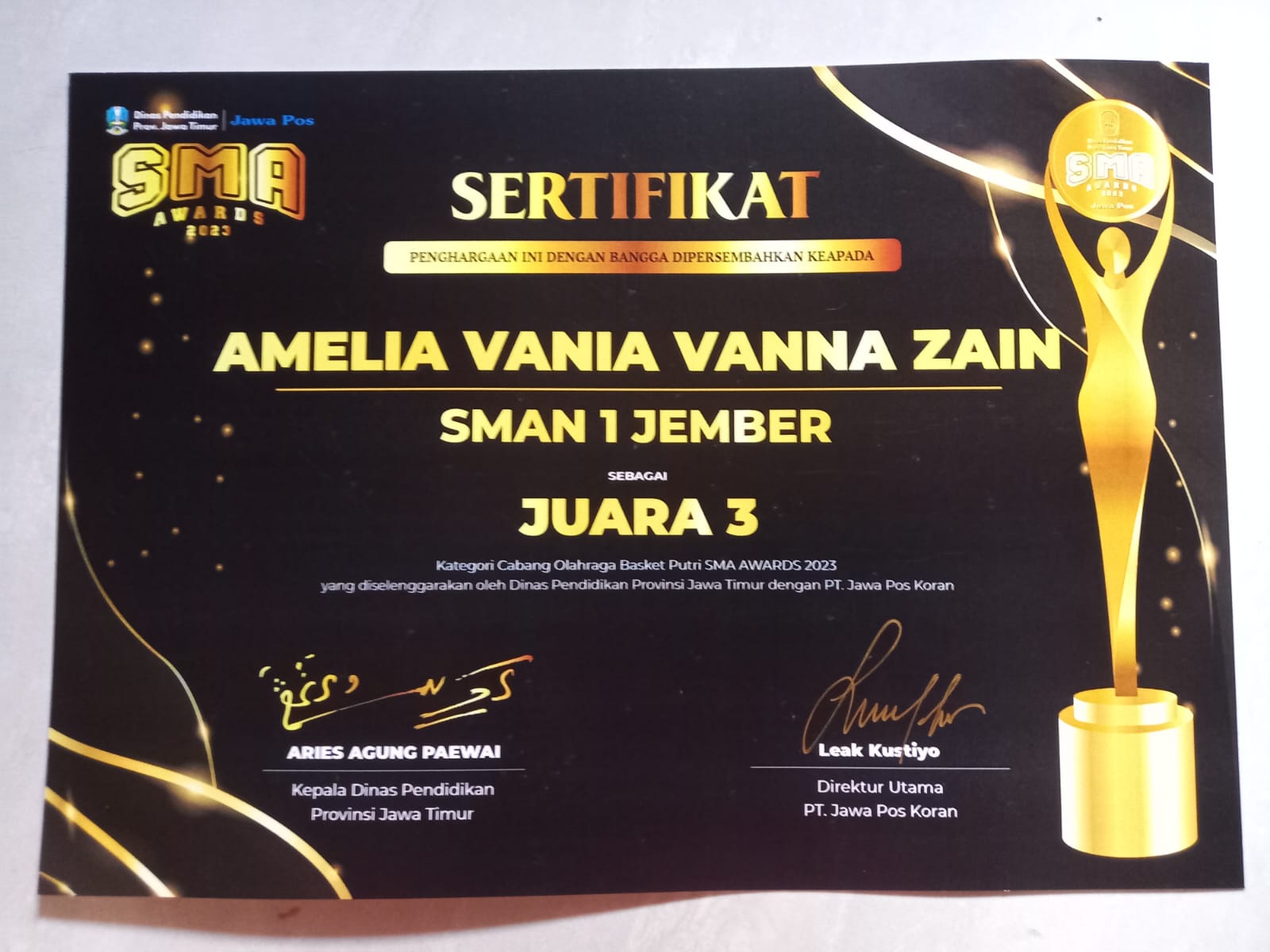 SMA AWARDS Kategori Lomba Basket Putri