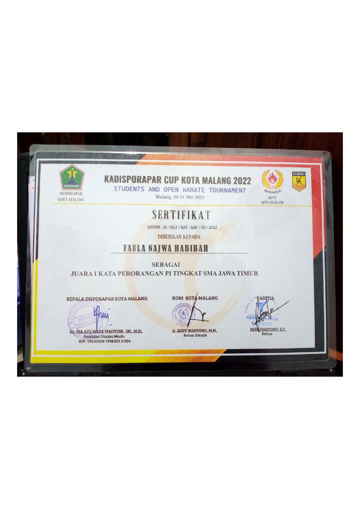 KADISPORAPAR CUP KOTA MALANG STUDENTS AND OPEN KARATE TURNAMENT
