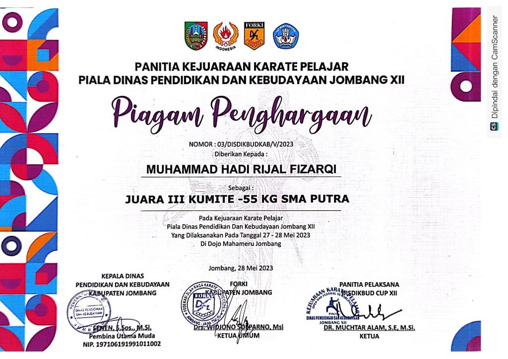 Kejuaraan Karate Pelajar Piala Dinas pendidikan dan Kebudayaan Jombang XII - Kumite - 55 Kg SMA Putra