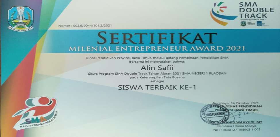 siswa terbaik milenial entrepreneur award bidang tata busana