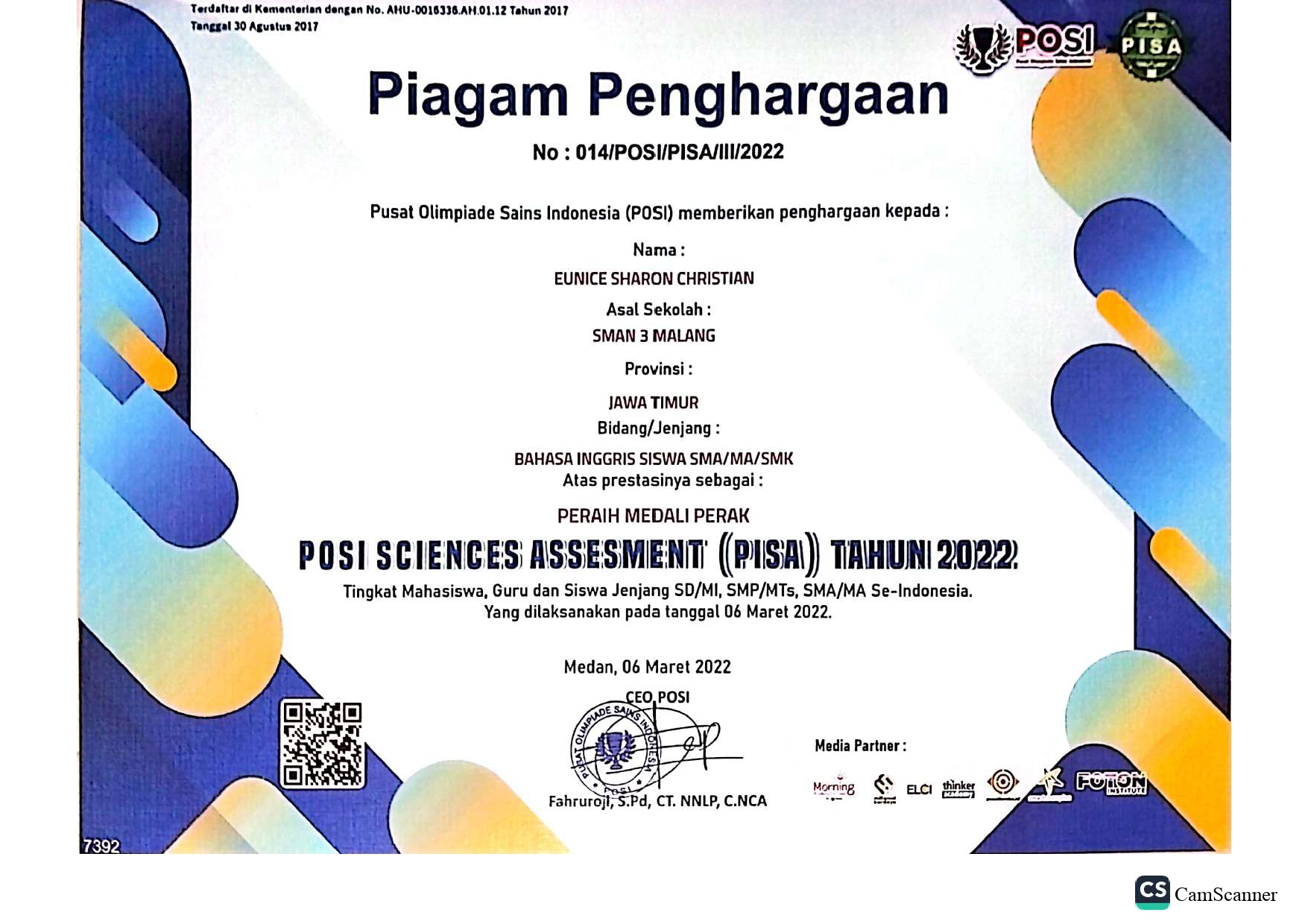 Posi Sciences Assesment (PISA) 2022 