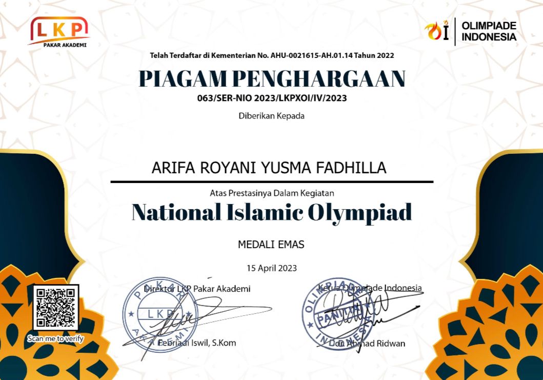 LOMBA OLIMPIADE AGAMA ISLAM DALAM AJANG NATIONAL ISLAMIC OLYMPIAD TINGKAT SMA SEDERAJAT 