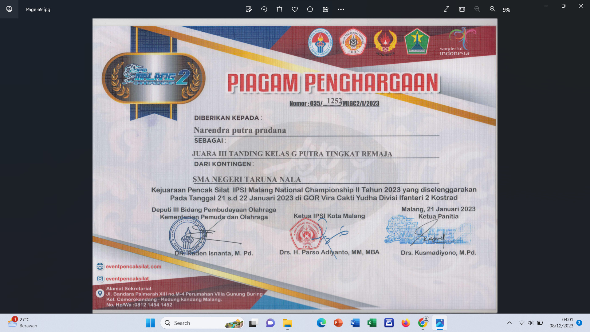 KEJUARAAN PENCAK SILAT IPSI MALANG CHAMPIONSHIP II TAHUN 2023