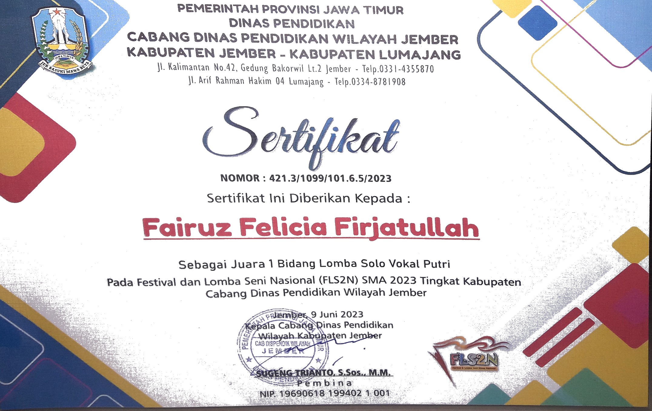 Festival dan Lomba Seni Nasional (FLS2N) SMA 2023 Bidang Lomba Solo Vokal Putri