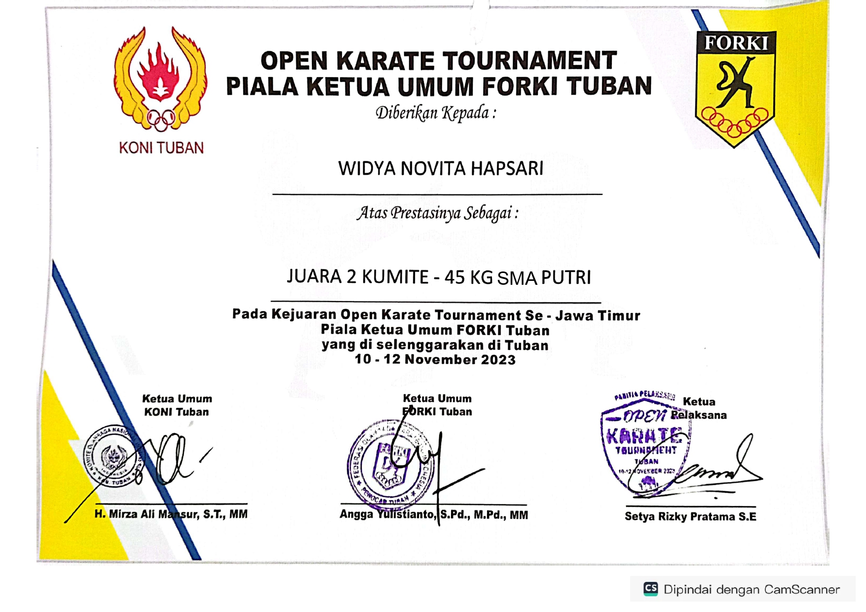 OPEN KARATE TURNAMENT PIALA KETUA UMUM FORKI TUBAN