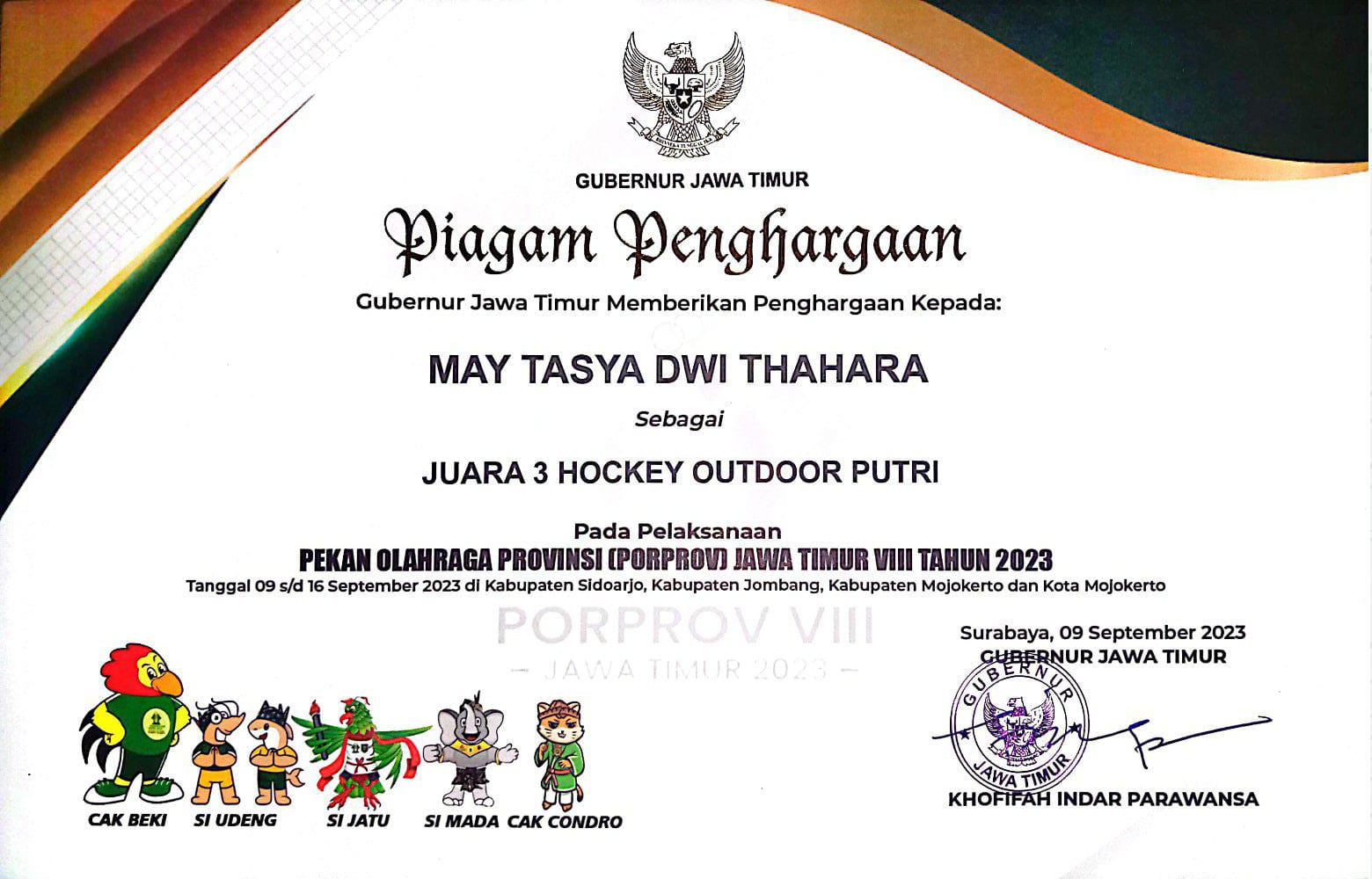 JUARA 3 HOCKEY OUTDOOR PORPROV JATIM 2023