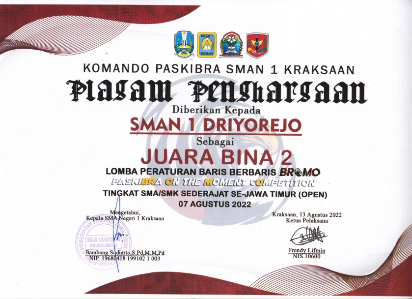 Juara 2 Bina - Lomba Paskibra Tingkat SMA Sederajat Se-Jawa Timur