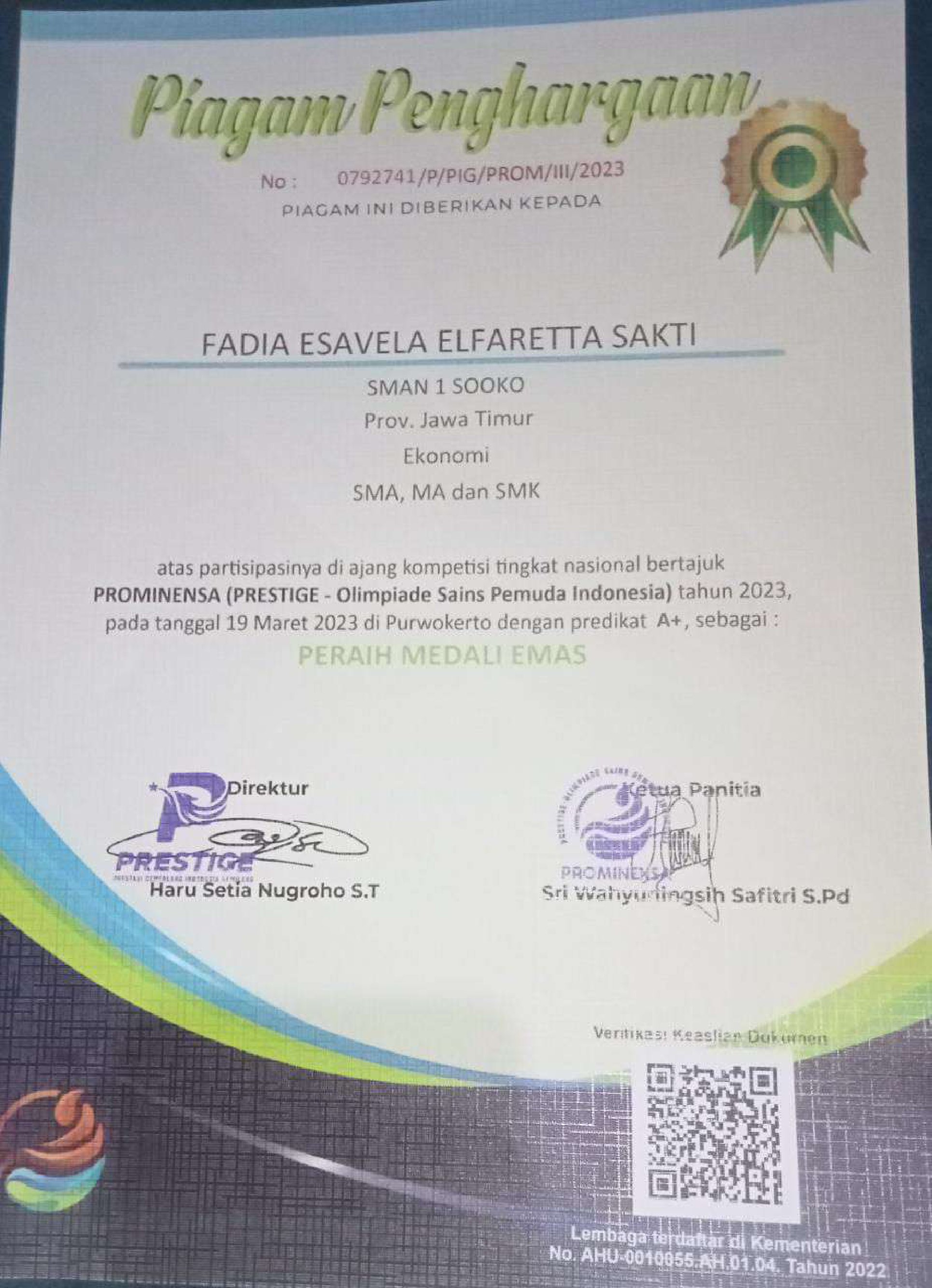 OLIMPIADE SAINS PEMUDA INDONESIA BIDANG LOMBA EKONOMI TINGKAT SMA, MA, SMK