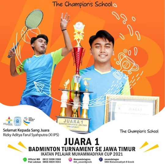 JUARA 1 BADMINTON TURNAMENT SE JAWA TIMUR IKATAN PELAJAR MUHAMMADIYAH CUP 2021