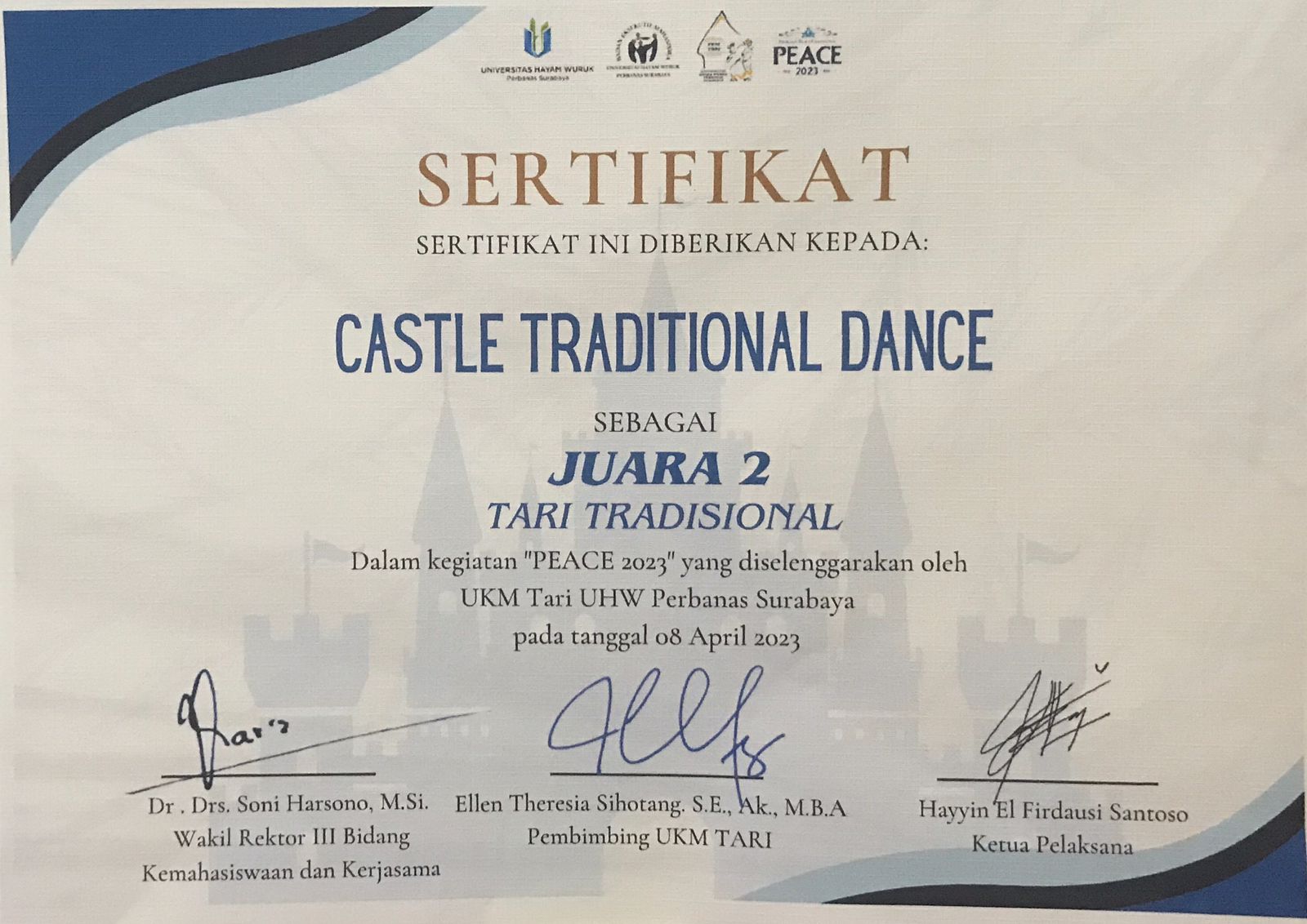 Juara 2 lomba tari tradisional Peace 2023 