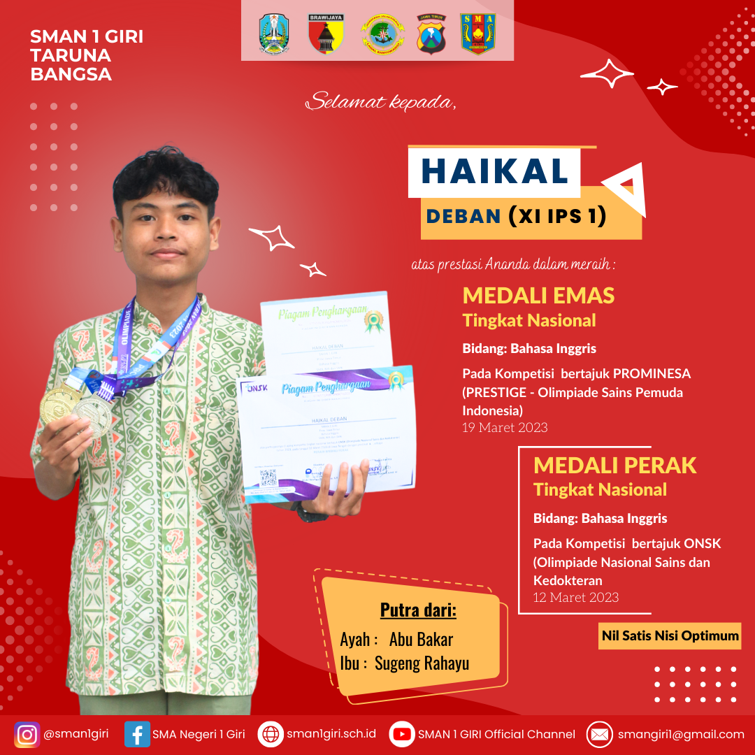 MEDALI PERAK BIDANG BAHASA INGGRIS