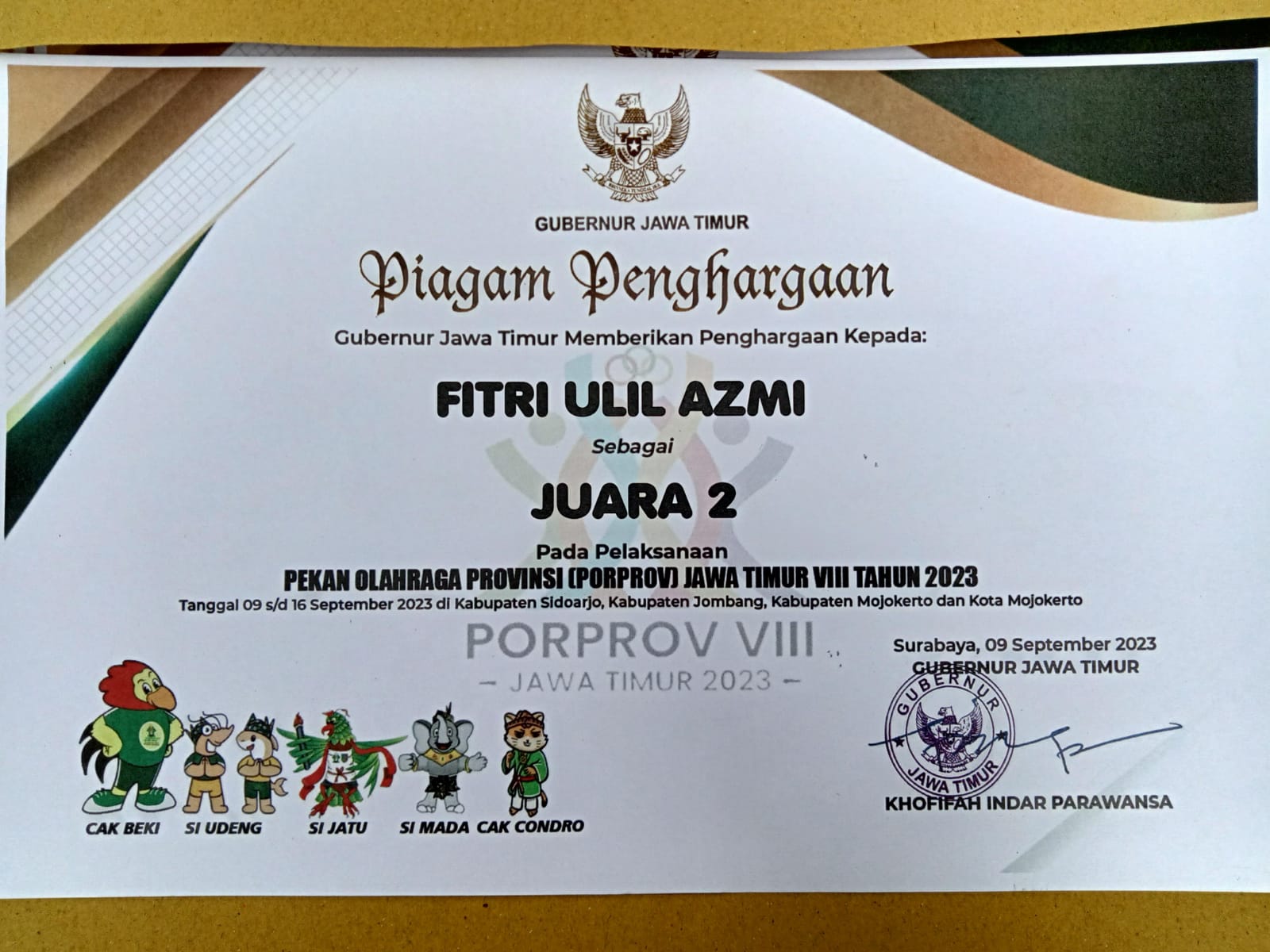 JUARA 2 PEKAN OLAHRAGA PROVINSI (PORPROV) JAWA TIMUR VIII TAHUN 2023 CABOR SEPAK TAKRAW