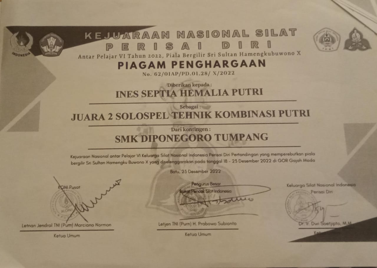 JUARA II SOLOSPEL TEHNIK KOMBINASI PUTRI KEJUARAAN NASIONAL ANTAR PELAJAR VI