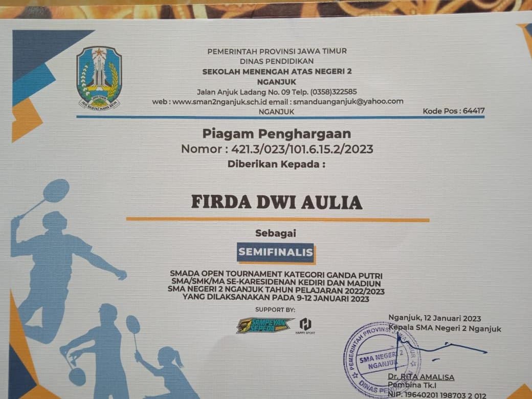 GANDA PUTRI BULU TANGKIS SMADA OPEN TOURNAMEN