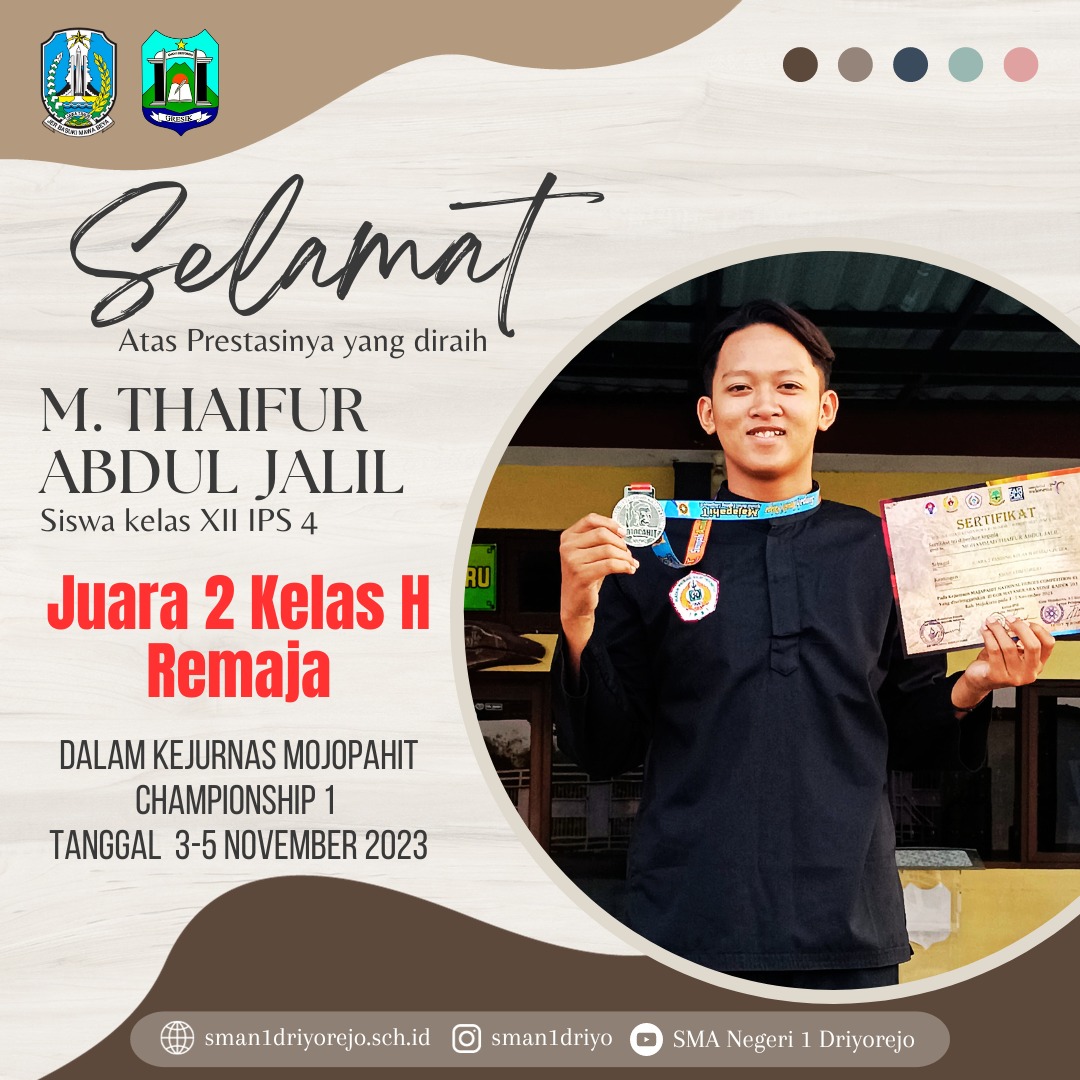 Juara 2 Tanding Kelas H Remaja Putra - Kejurnas Mojopahit National Heroes Competition 1 2023