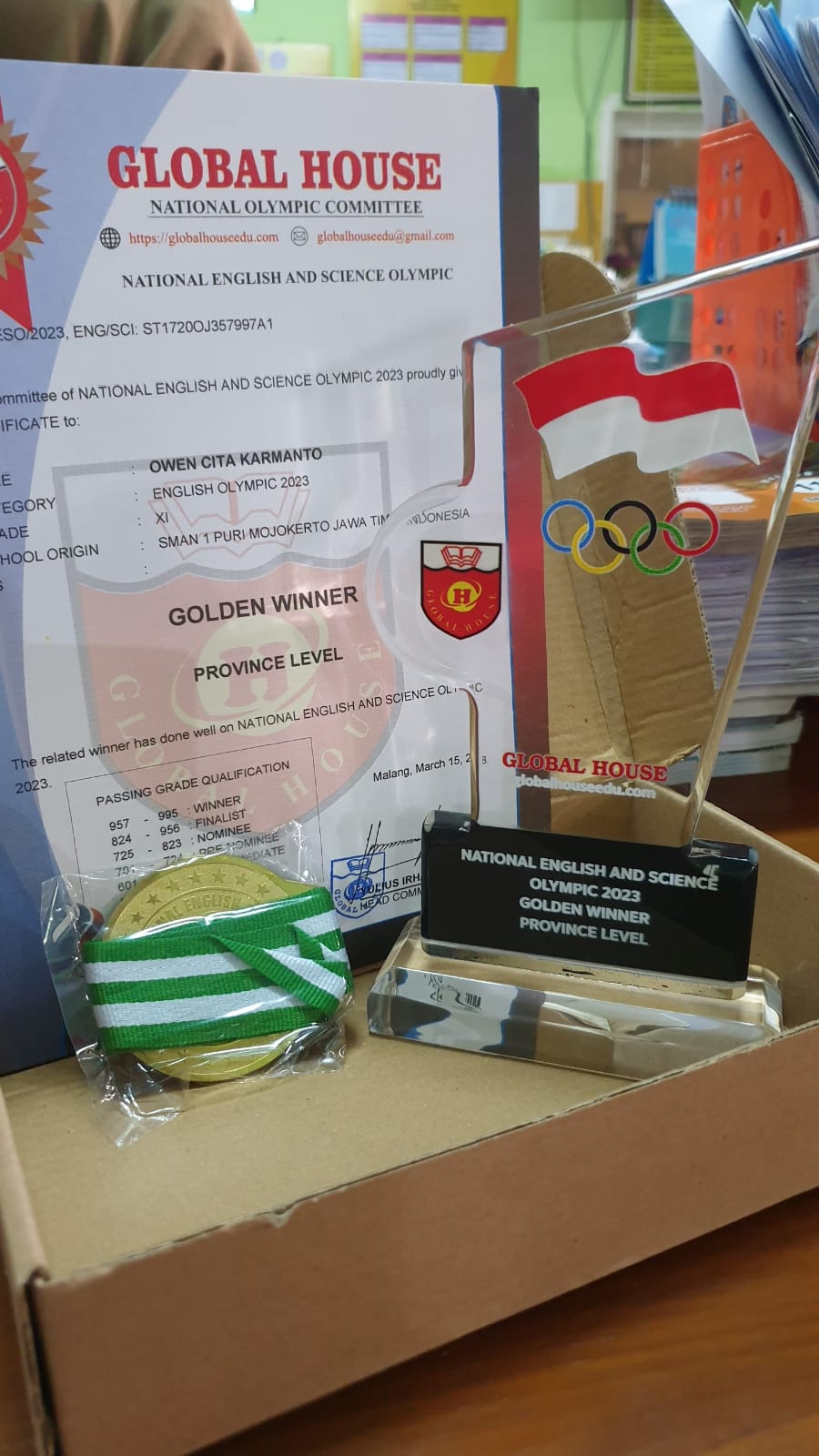 Golden Winner Bahasa Inggris National Science and Olympic 2023