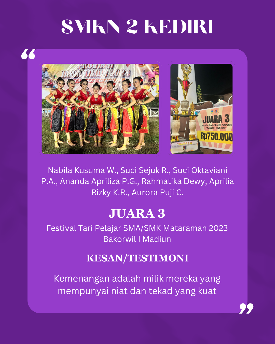 Lomba Tari Pelajar SMA/SMK Mataraman 2023