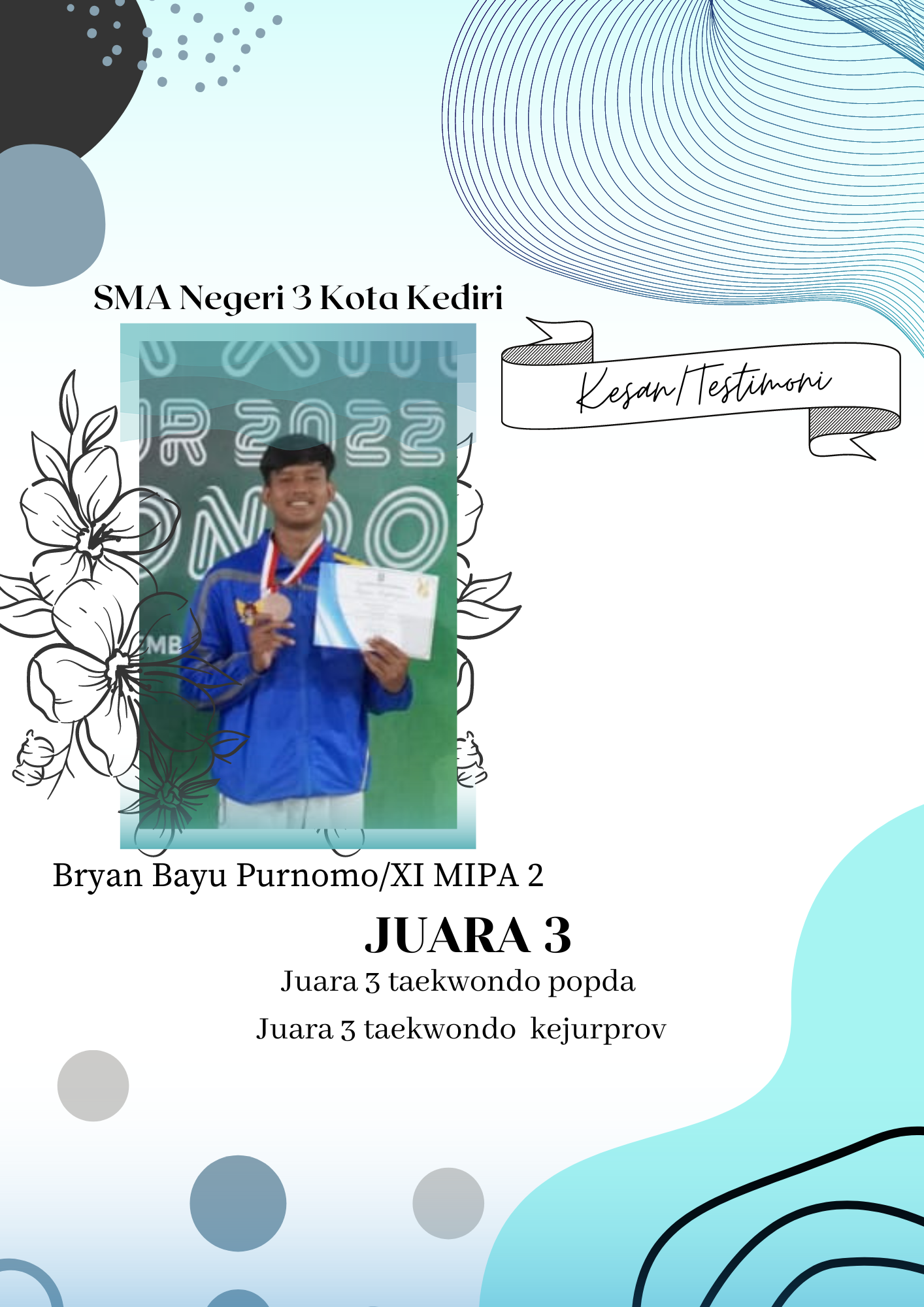 Juara 3 Taekwondo Kejuaraan Provinsi (KEJURPROV)