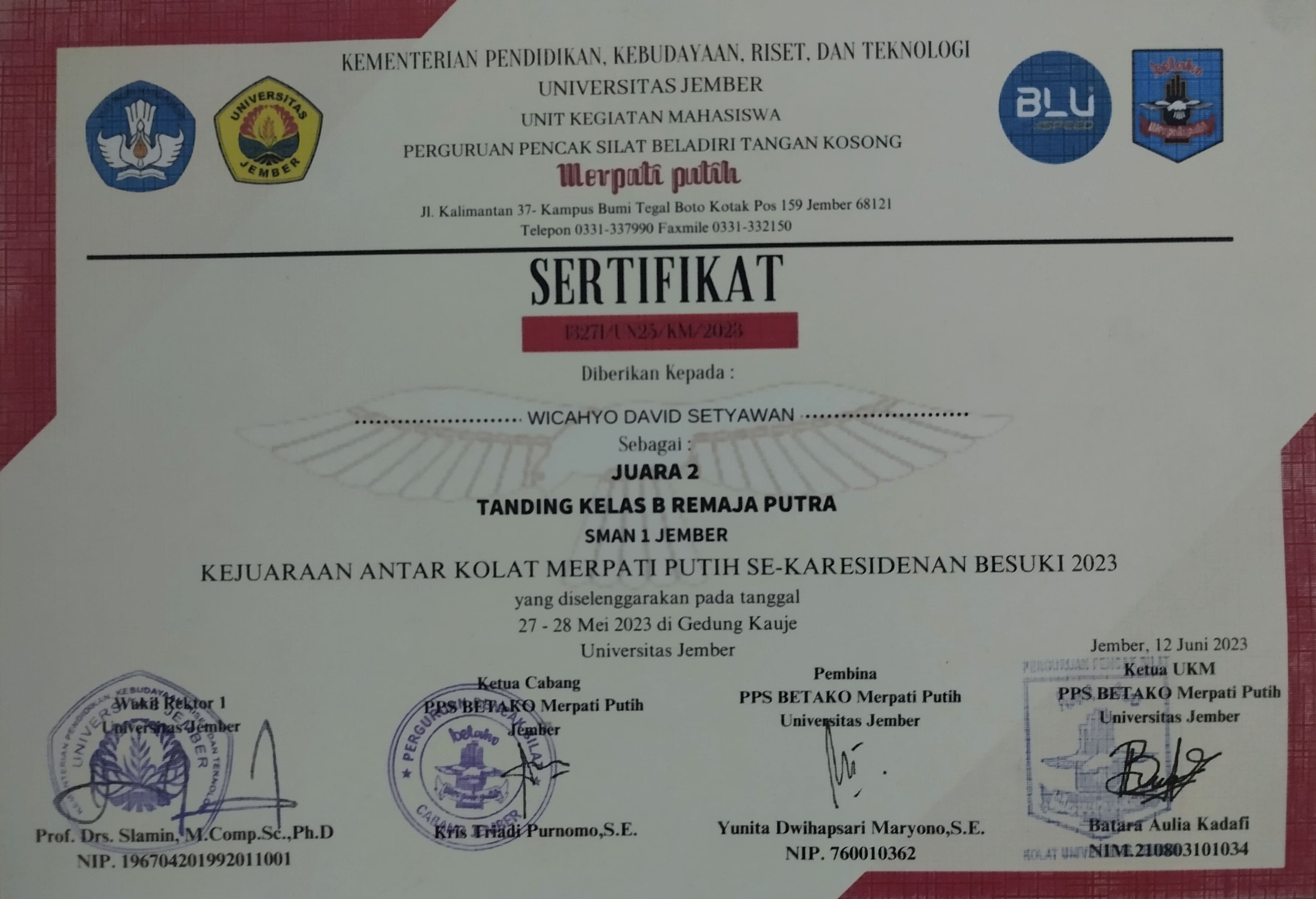 KEJUARAAN ANTAR KOLAT MERPATI PUTIH SE-KARESIDENAN BESUKI 2023