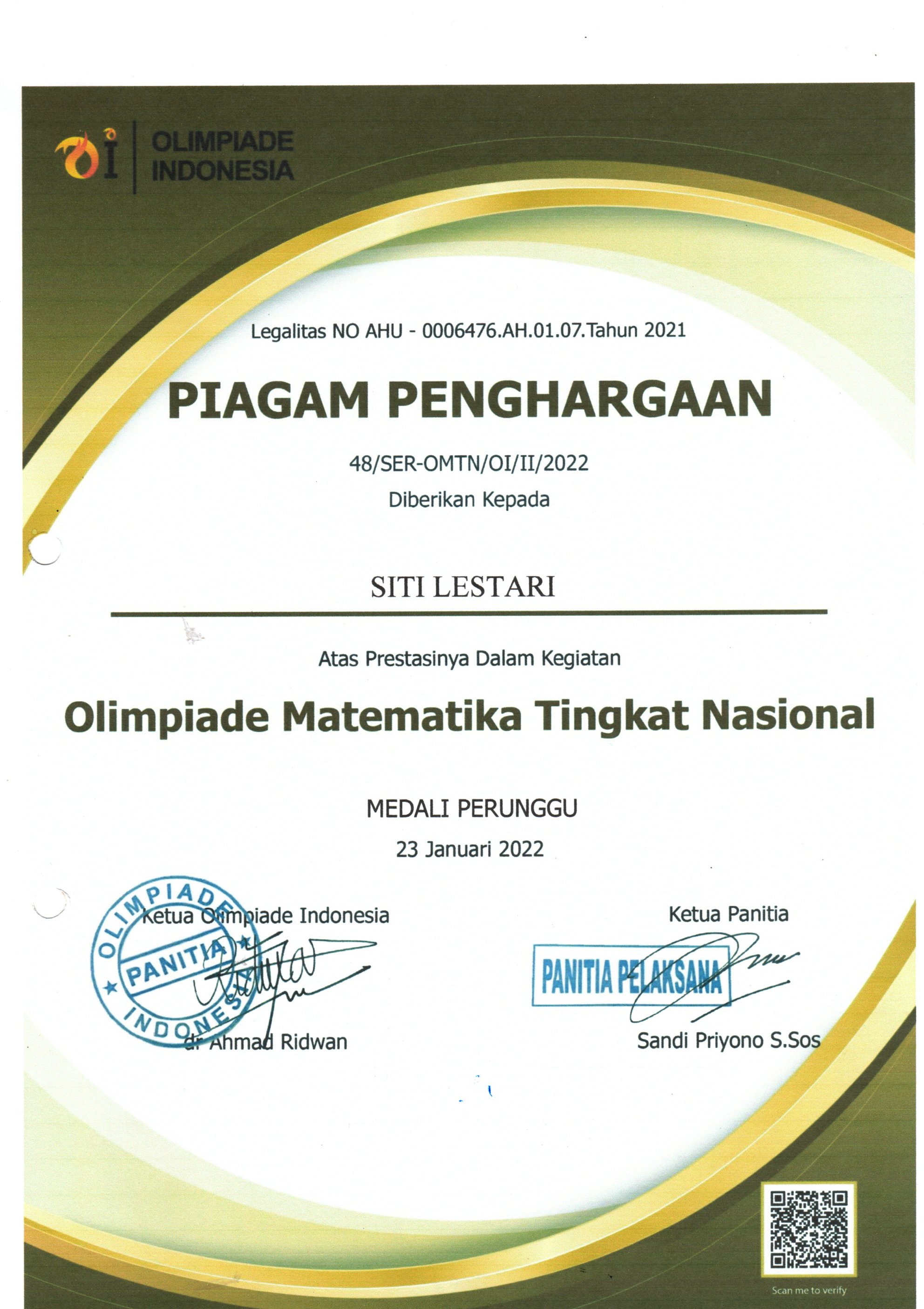 OLIMPIADE MATEMATIKA TINGKAT NASIONAL