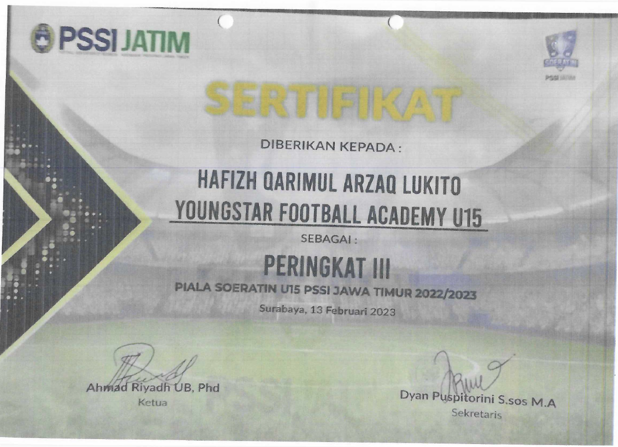 PERINGKAT 2 PIALA SOERATIN U15 PSSI JAWA TIMUR