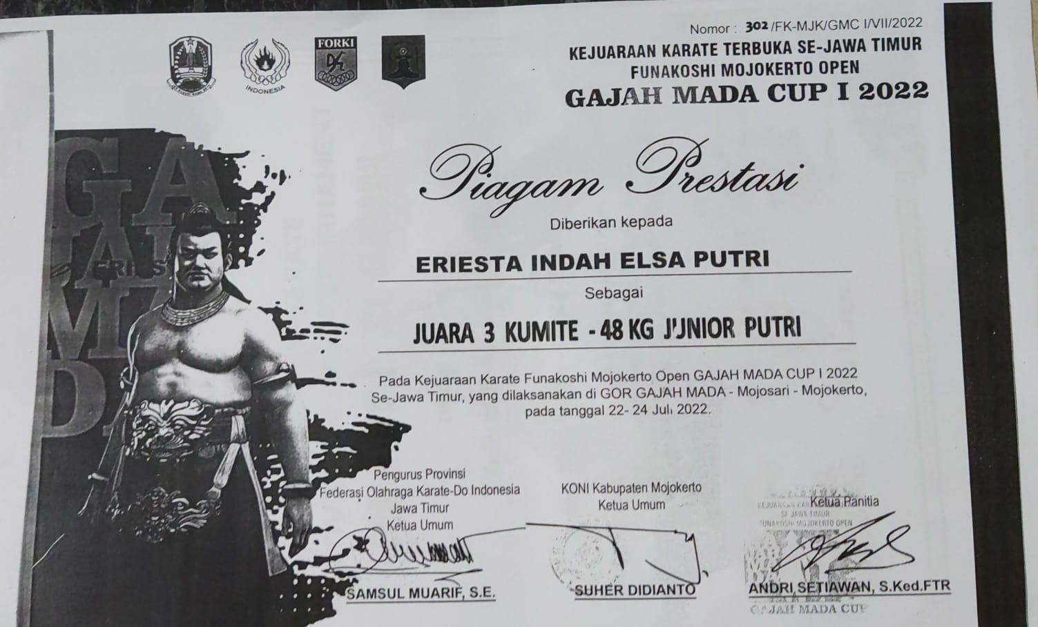 KEJUARAAN KARATE FASTIVAL FUNAKOSHI MOJOKERTO OPEN GAJAH MADA CUP I 2022