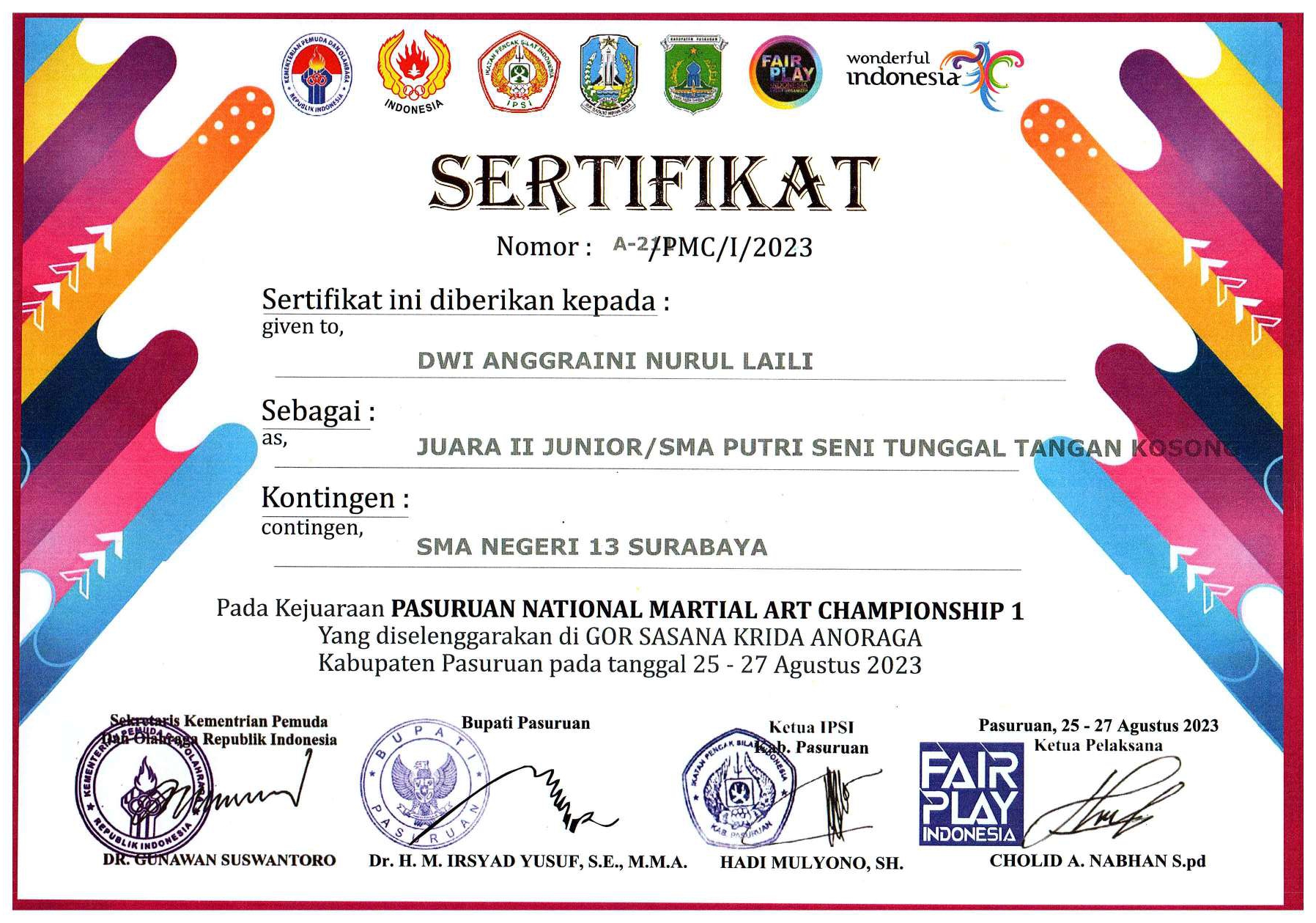 Pasuruan National Martial Art Championship 1