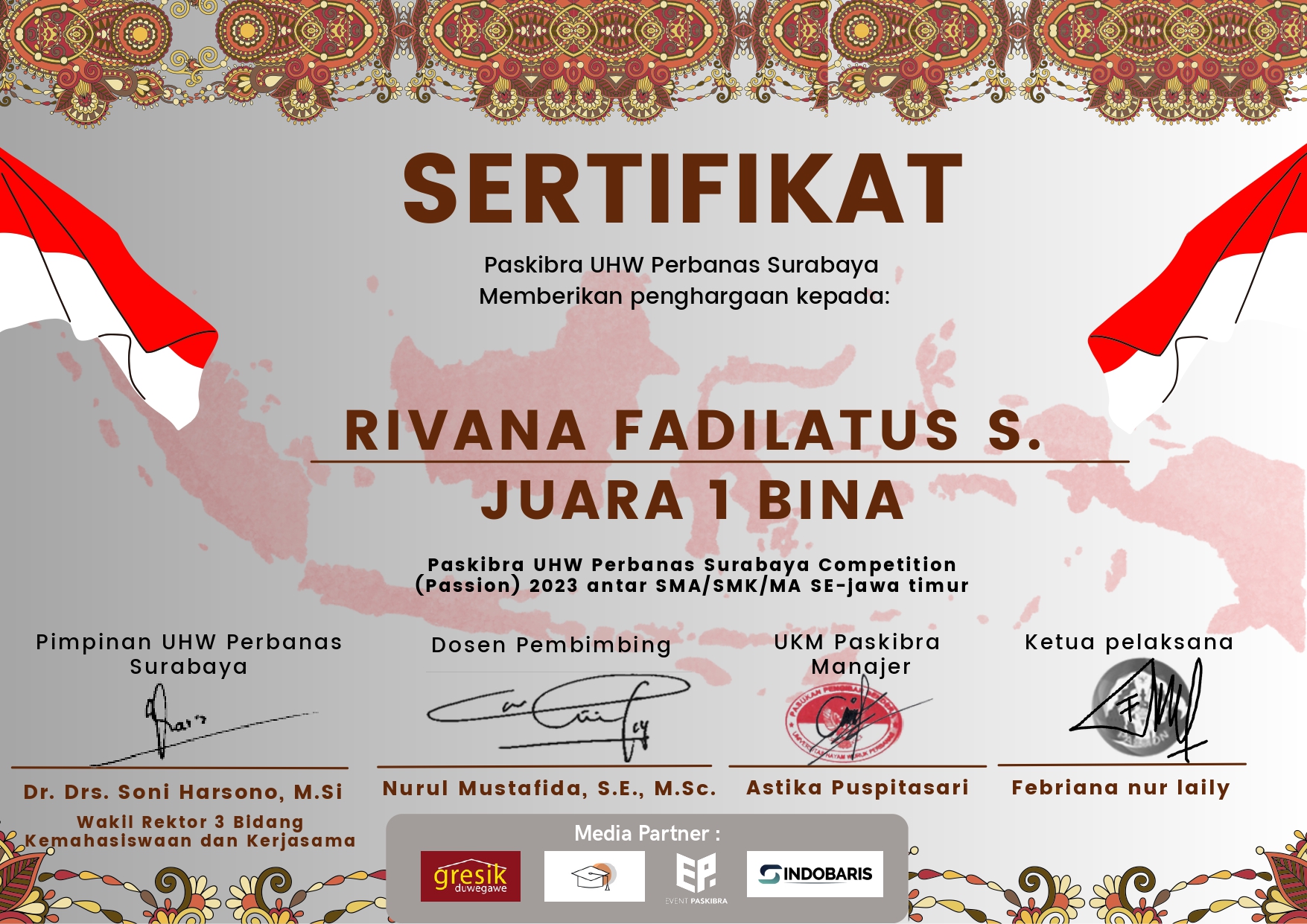  Paskibra UHW Perbanas Surabaya Competition (Passion) 2023 antar SMA/SMK/MA  